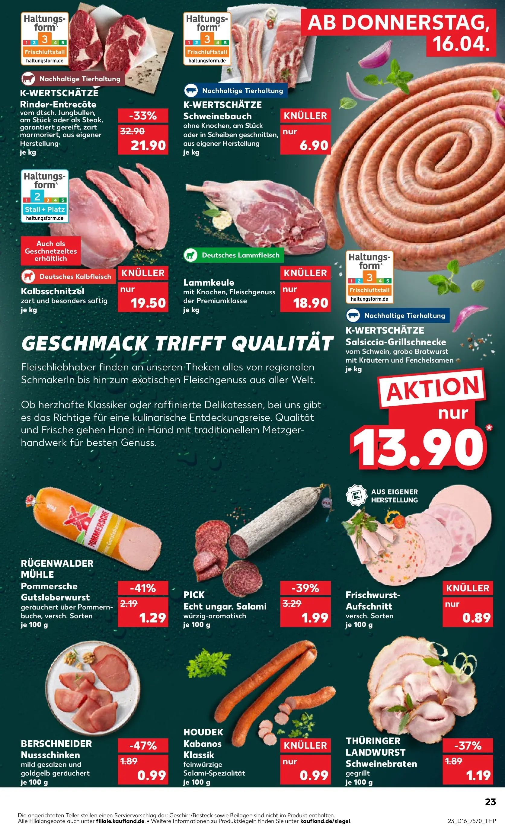 Prospekt Kaufland ab 13.04.2026 » Angebote Online zum Blättern | Seite: 35 | Produkte: Lammkeule, Mühle, Schweinebauch, Entrecote
