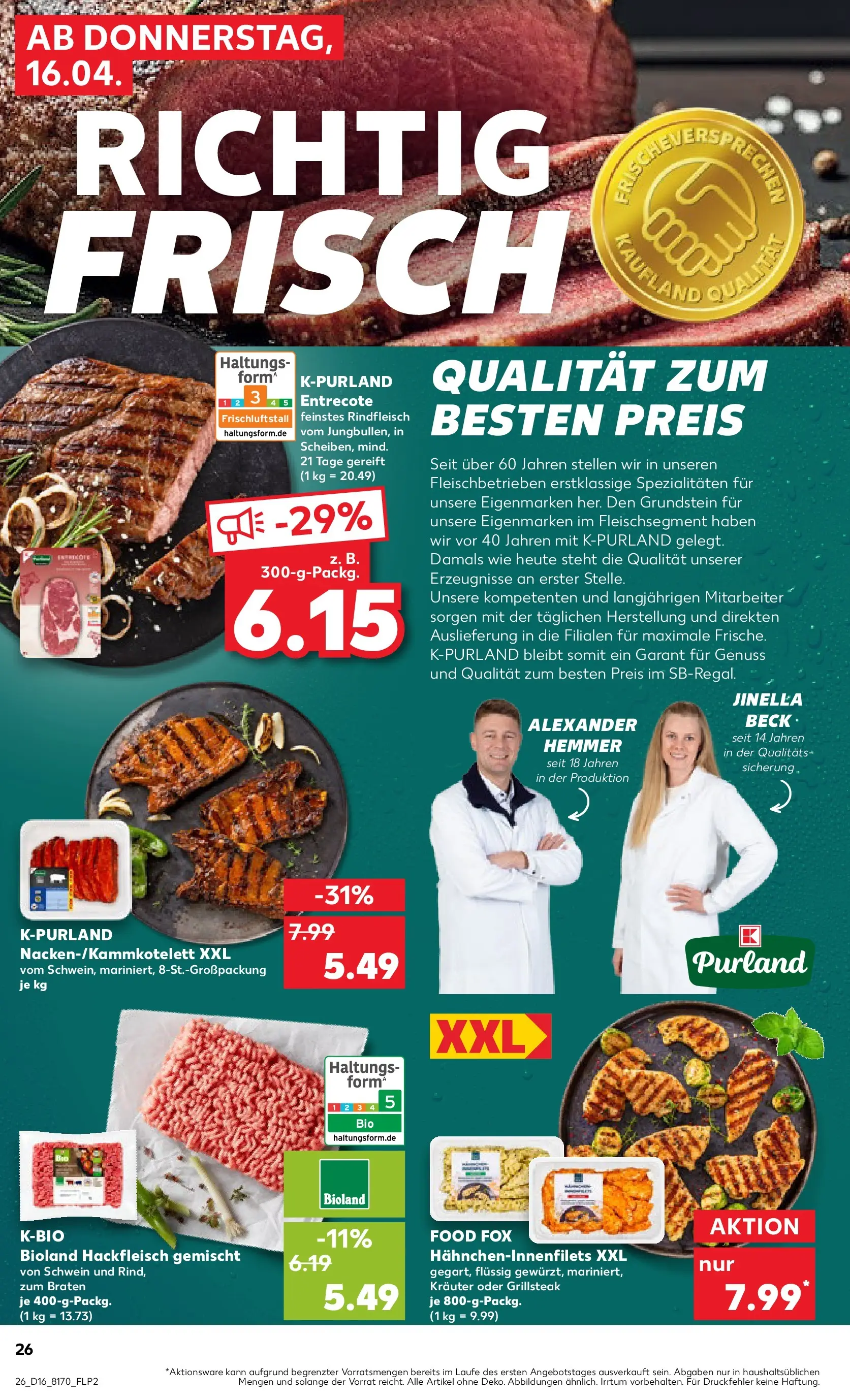 Prospekt Kaufland ab 13.04.2026 » Angebote Online zum Blättern | Seite: 38 | Produkte: Entrecote, Rindfleisch, Hackfleisch