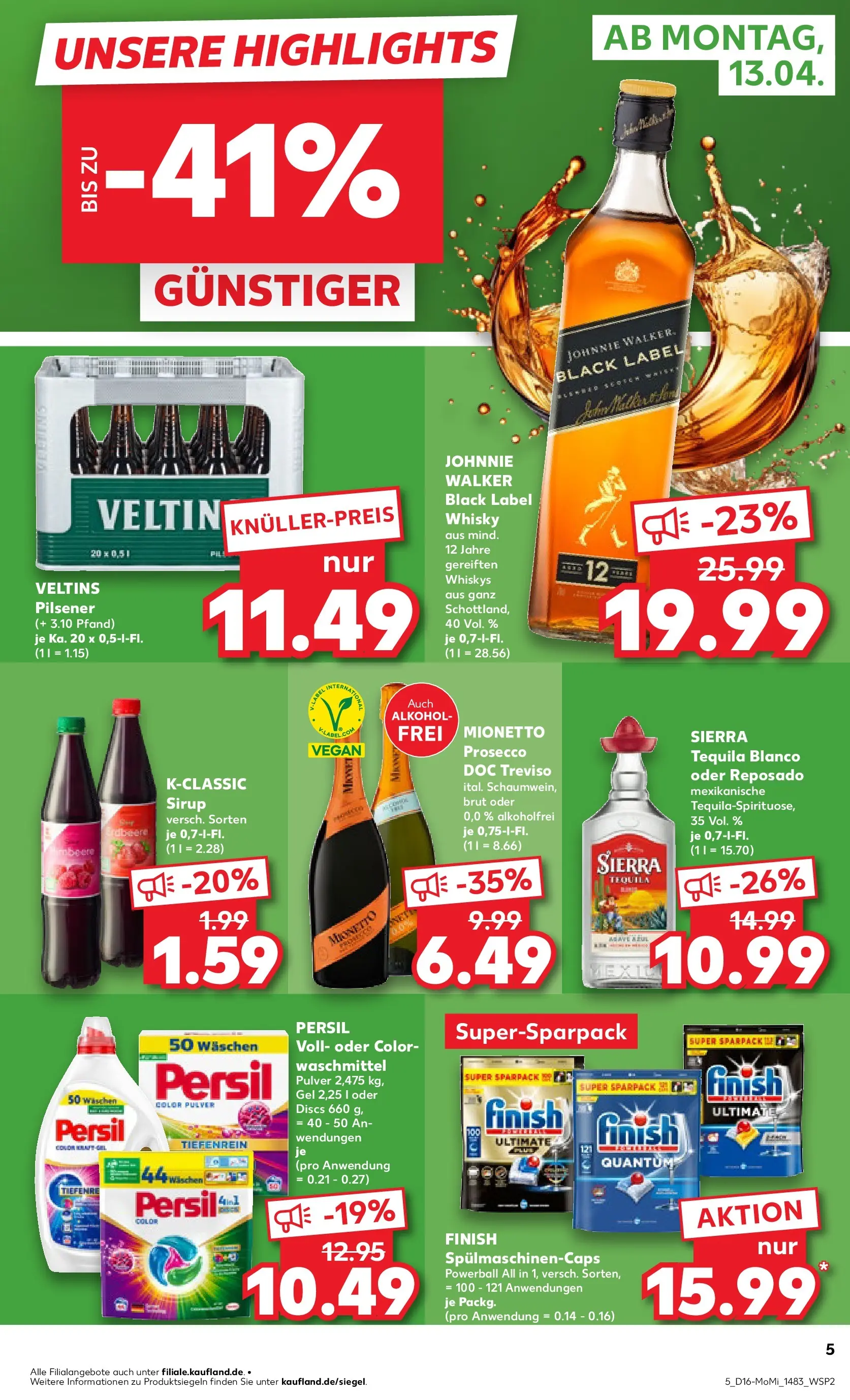 Prospekt Kaufland ab 13.04.2026 » Angebote Online zum Blättern | Seite: 5 | Produkte: Whisky, Finish, Prosecco, Johnnie walker
