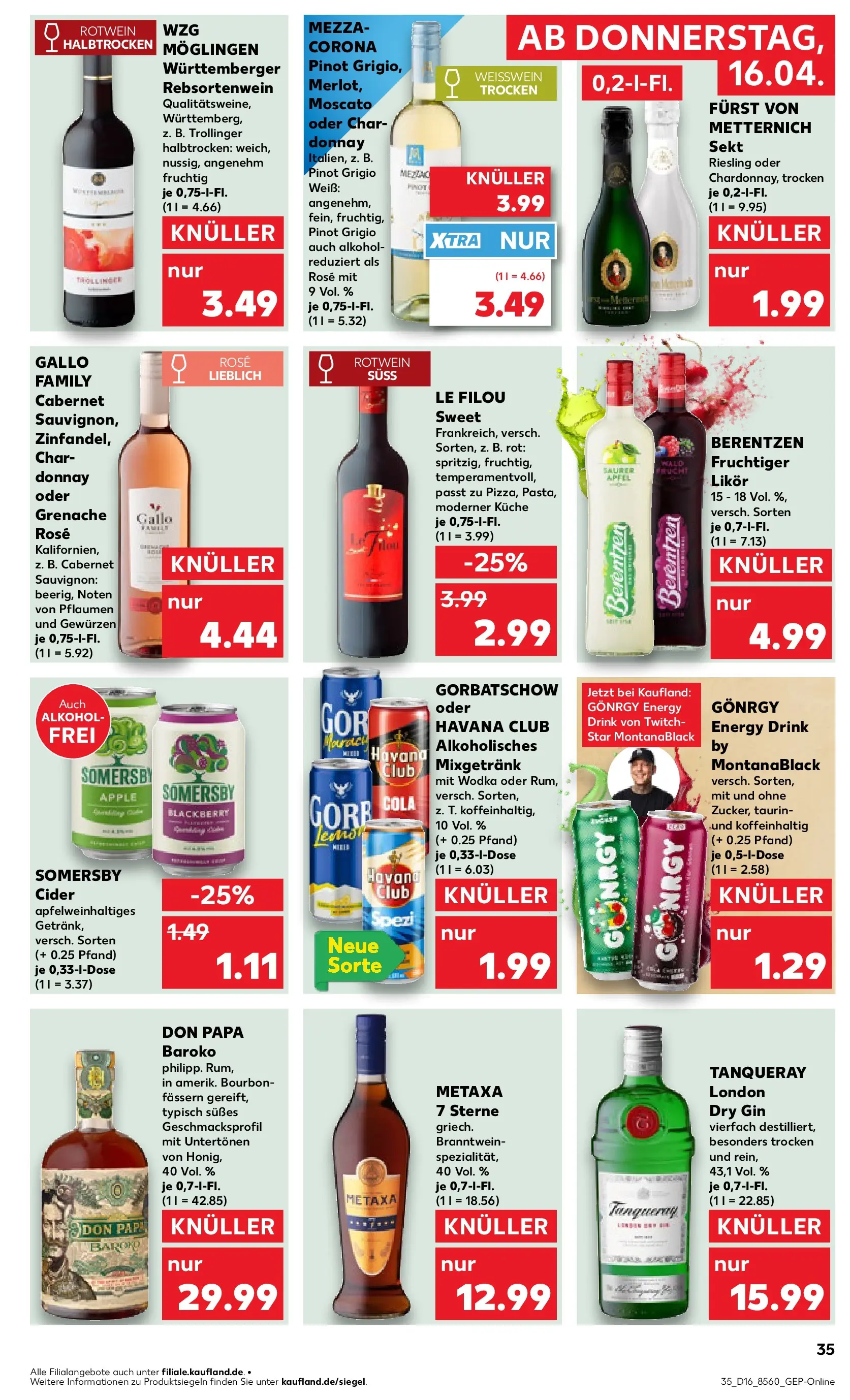 Prospekt Kaufland ab 13.04.2026 » Angebote Online zum Blättern | Seite: 47 | Produkte: Le filou, Likör, Weißwein trocken, Berentzen