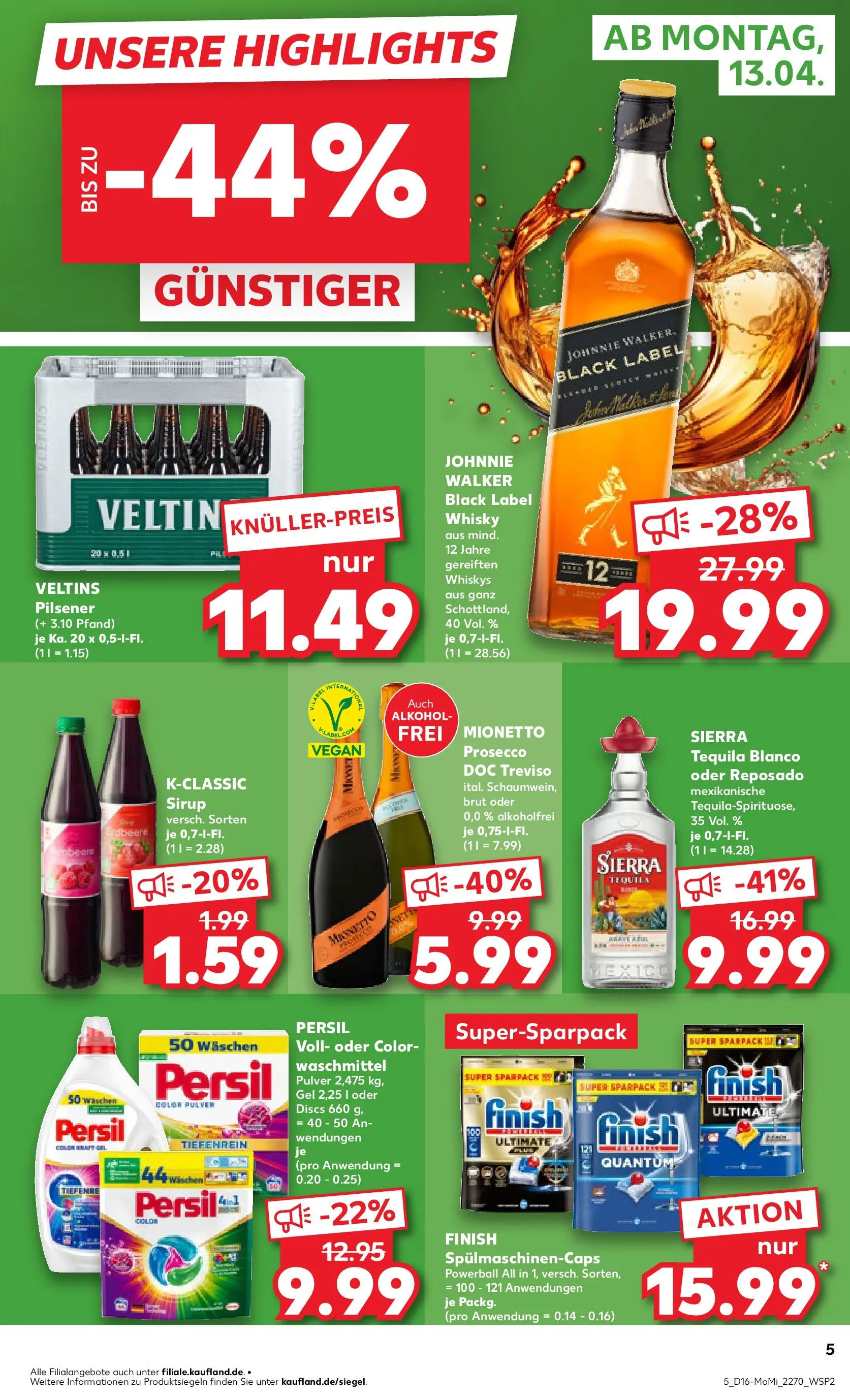 Prospekt Kaufland ab 13.04.2026 » Angebote Online zum Blättern | Seite: 5 | Produkte: Tequila, Prosecco, Veltins, Persil