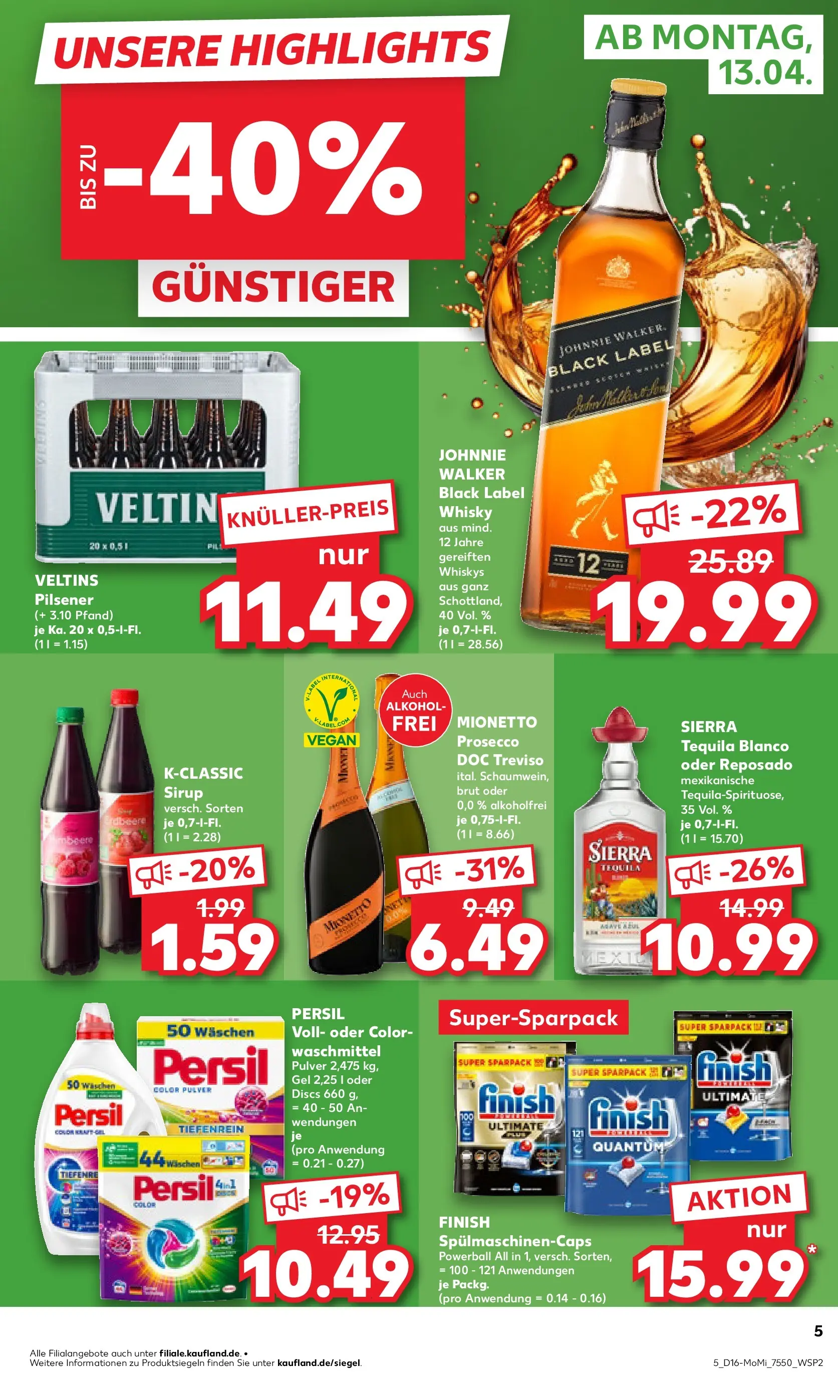 Prospekt Kaufland ab 13.04.2026 » Angebote Online zum Blättern | Seite: 5 | Produkte: Sirup, Finish, Tequila, Persil