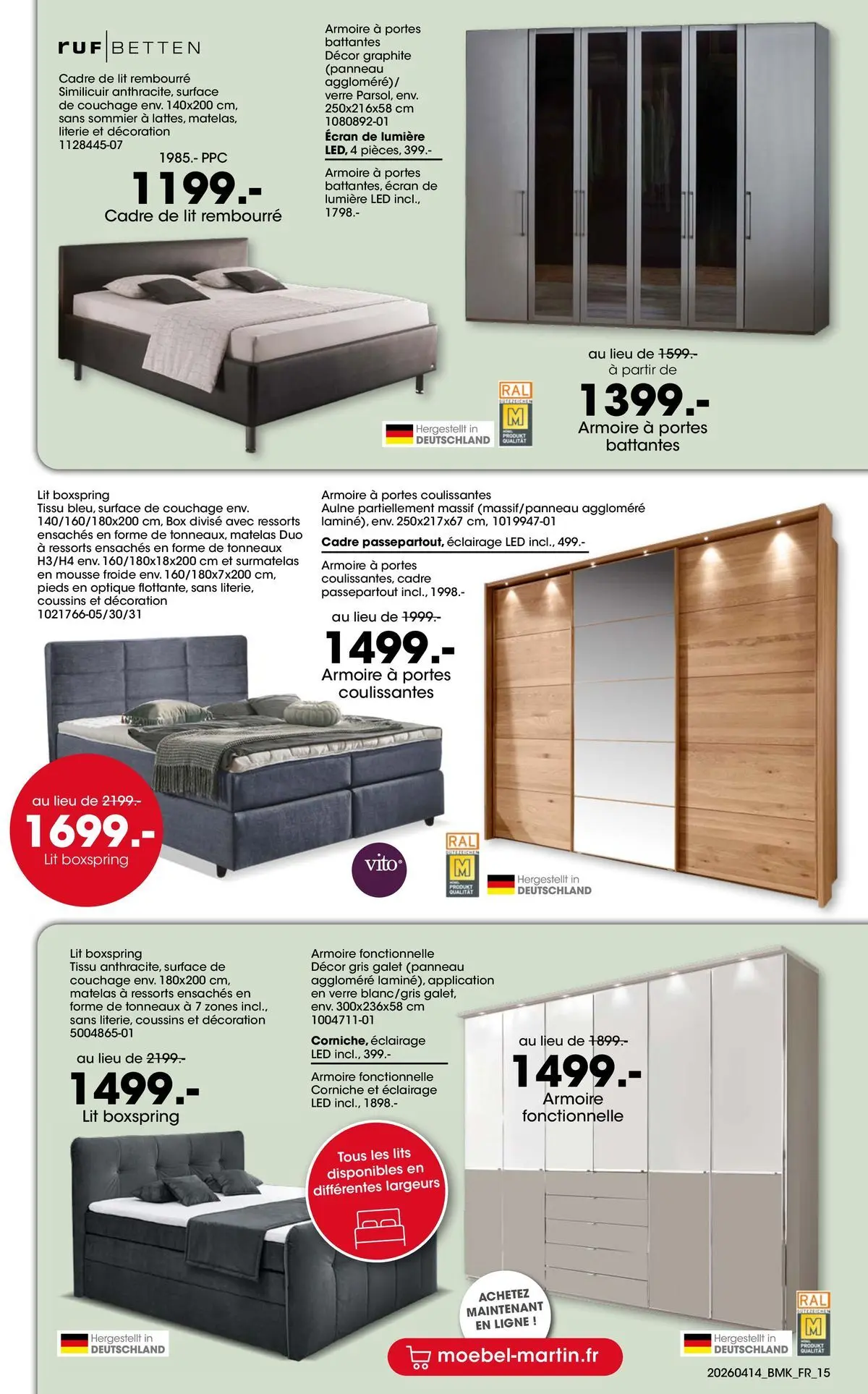 Möbel Martin - Möbel Martin: Offres hebdomadaires à partir du 14/04/2026 - promo en ligne | Page: 15 | Produits: Surmatelas, Matelas, Armoire, Literie
