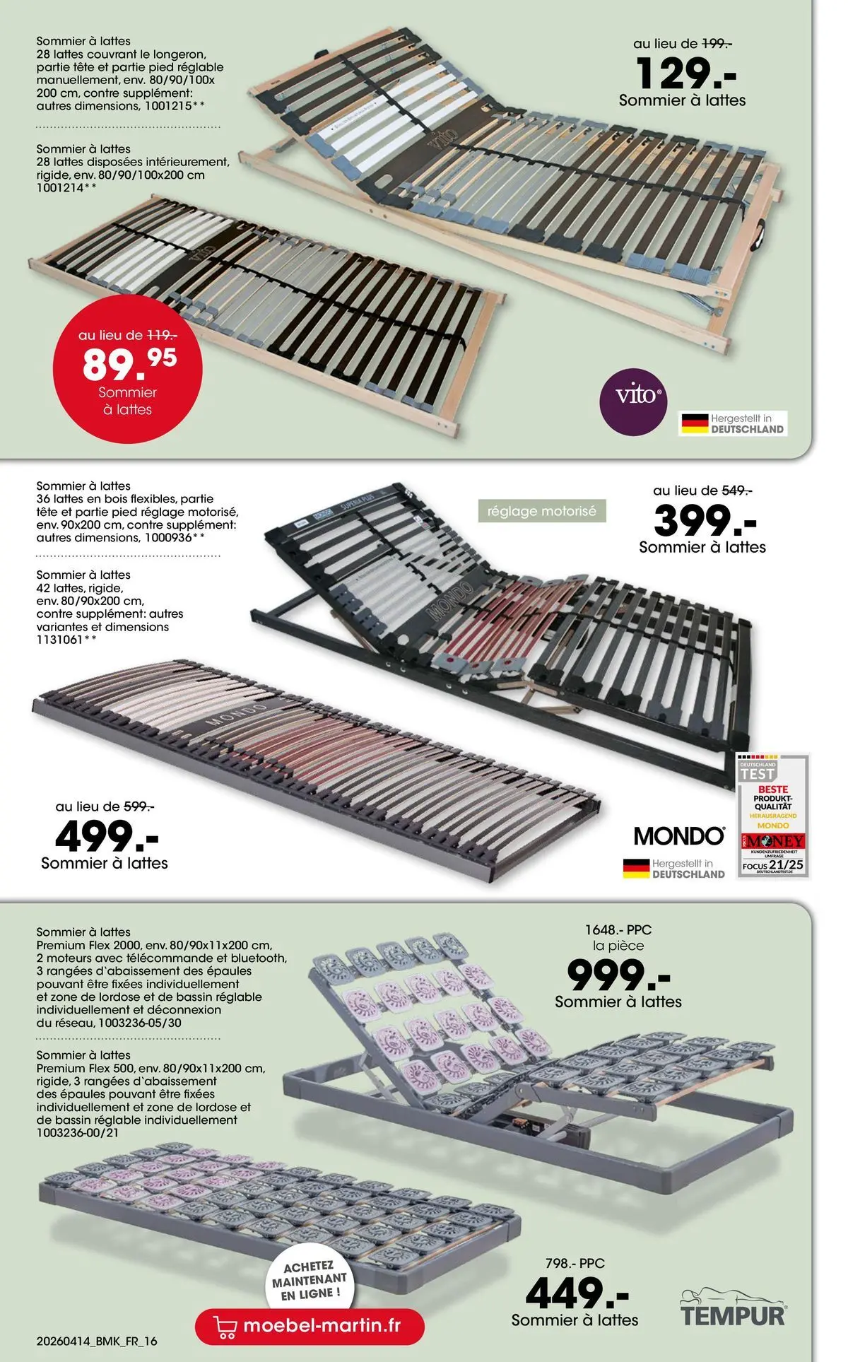 Möbel Martin - Möbel Martin: Offres hebdomadaires à partir du 14/04/2026 - promo en ligne | Page: 16 | Produits: Sommier, Télécommande