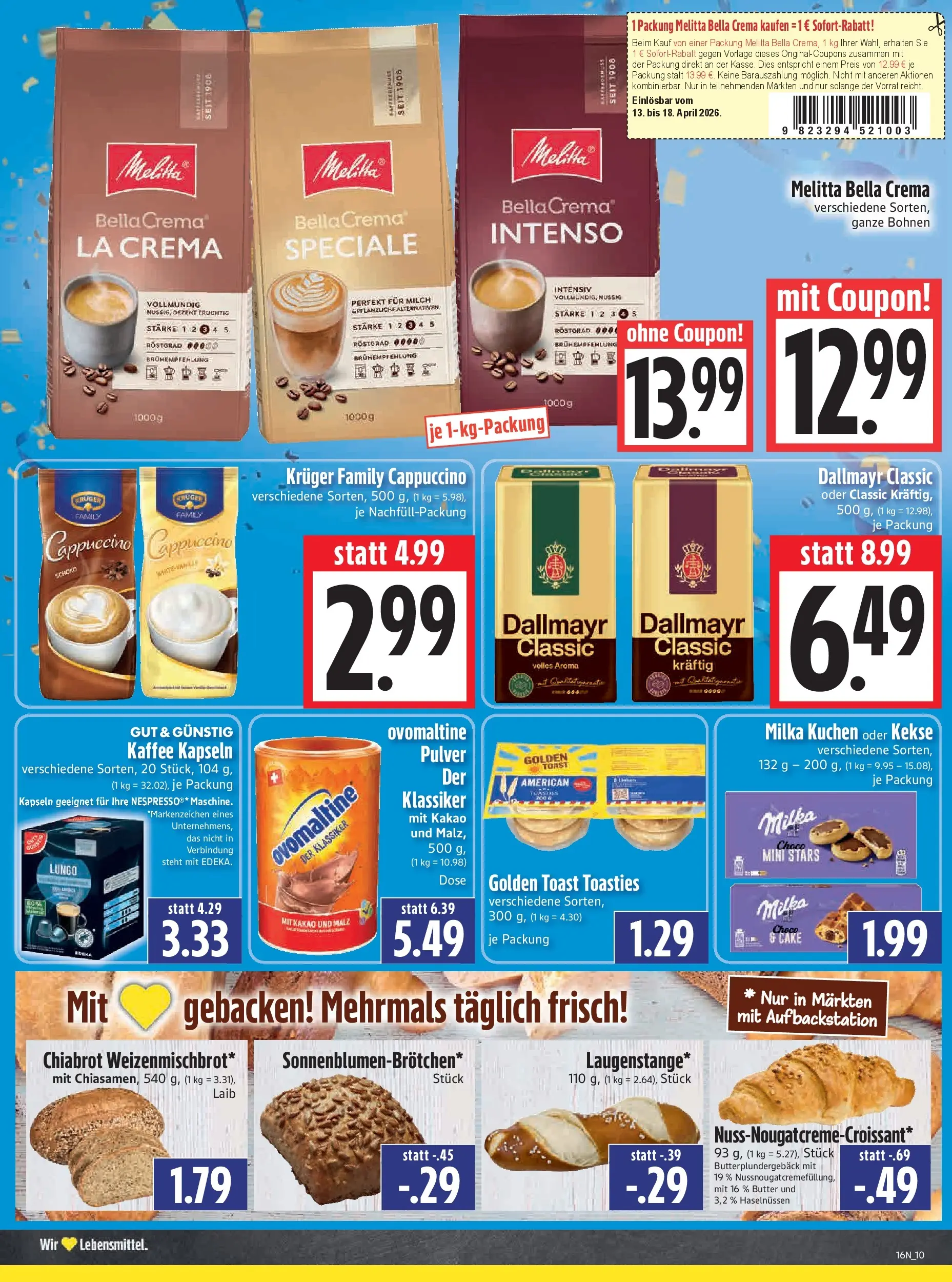 Angebote - Edeka Hahner: Wochenangebote (ab 12.04.2026) zum Blättern | Seite: 12 | Produkte: Milch, Butter, Kaffee, Milka