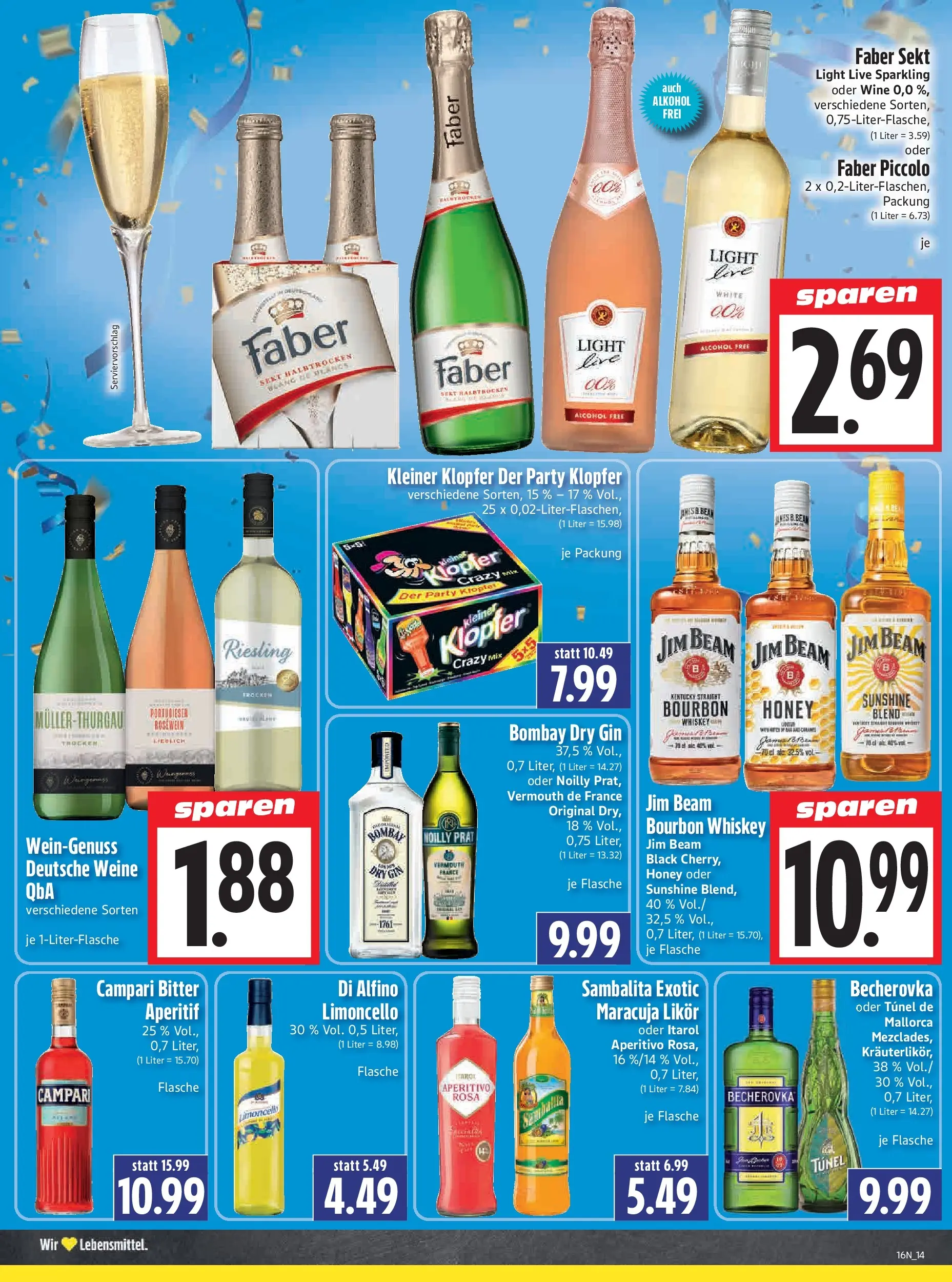 Angebote - Edeka Hahner: Wochenangebote (ab 12.04.2026) zum Blättern | Seite: 16 | Produkte: Sekt, Campari, Bourbon, Whiskey