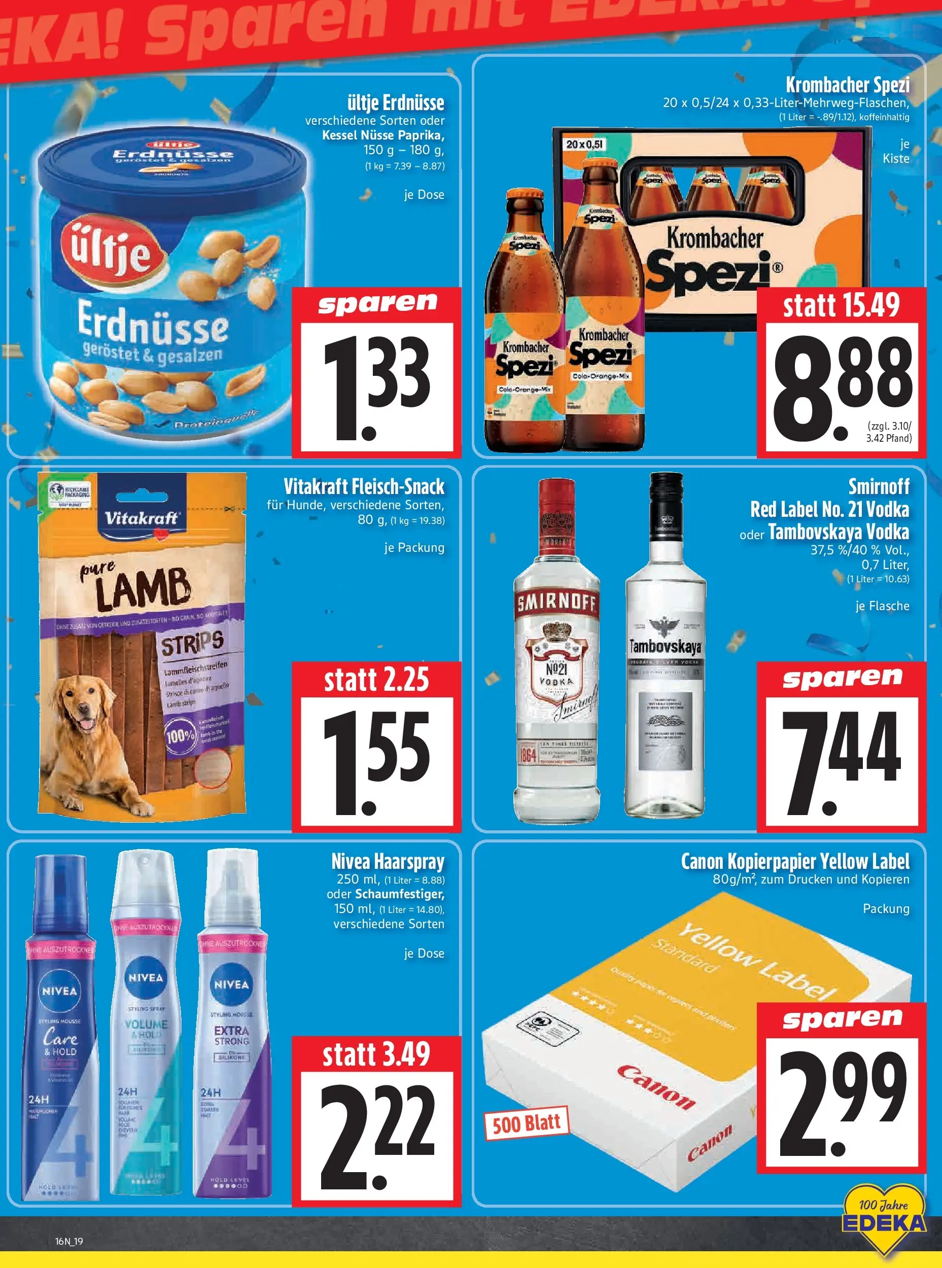 Angebote - Edeka Hahner: Wochenangebote (ab 12.04.2026) zum Blättern | Seite: 21 | Produkte: Erdnüsse, Krombacher, Vodka, Getreide