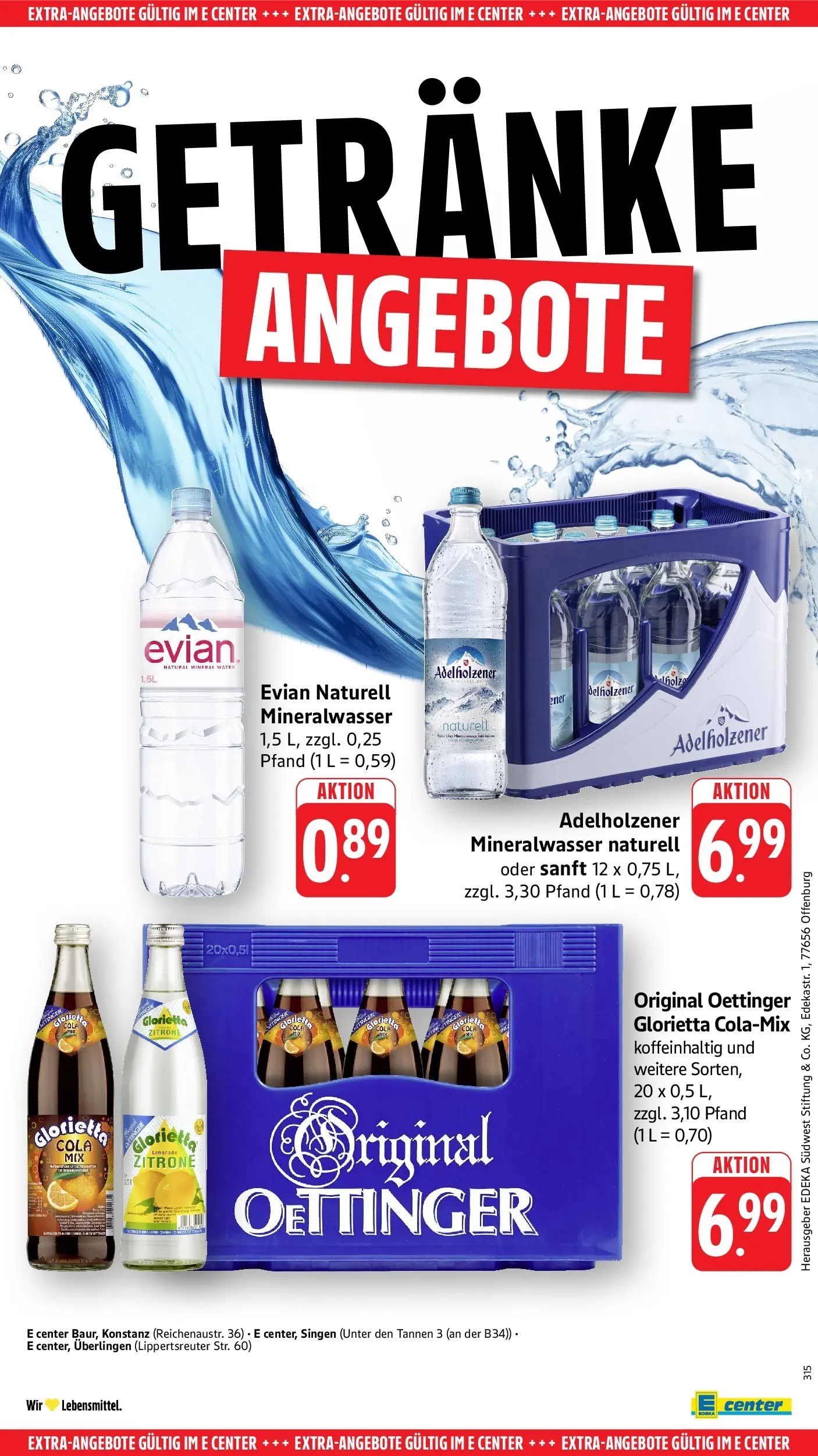 E center Prospekt Überlingen	 (ab 12.04.2026) zum Blättern | Seite: 59 | Produkte: Cola, Adelholzener, Oettinger, Zitrone