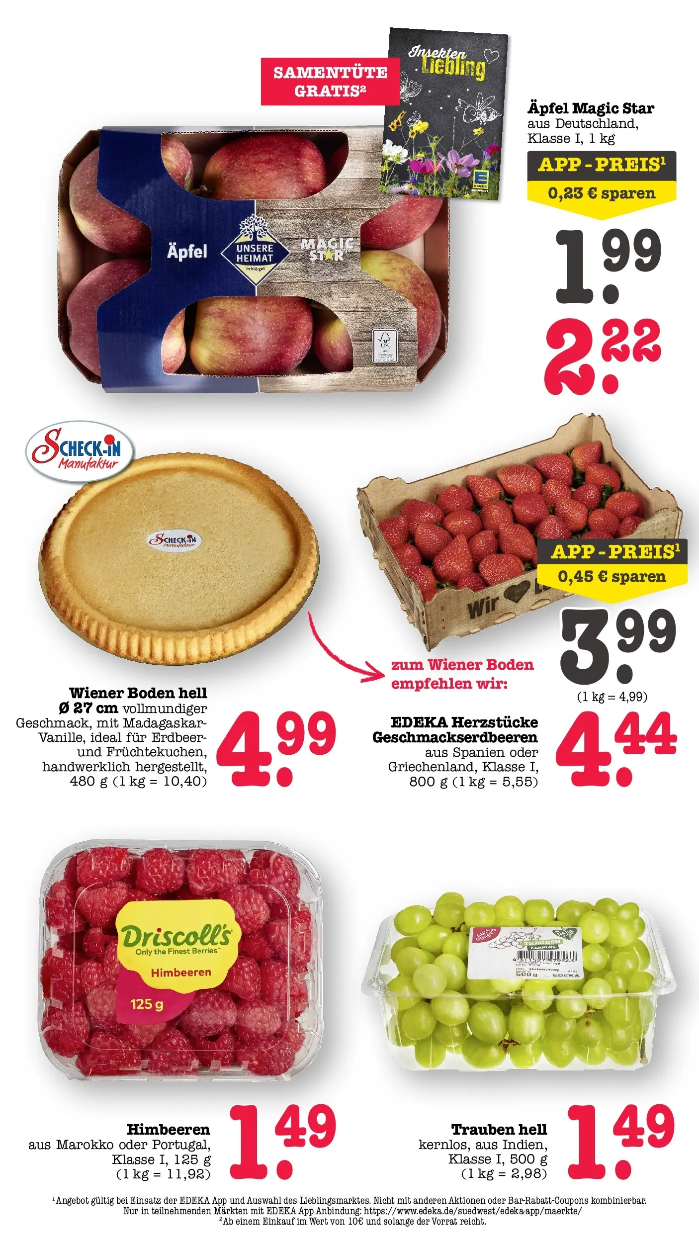 E center Prospekt Kuppenheim-Oberndorf	 (ab 12.04.2026) zum Blättern | Seite: 23 | Produkte: Himbeeren, Trauben, Äpfel