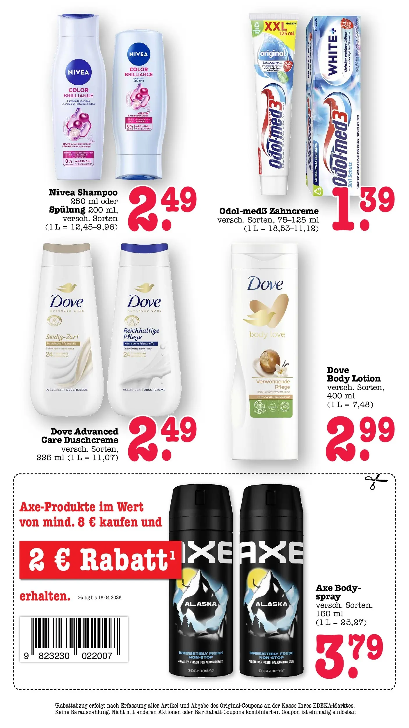 E center Prospekt Kuppenheim-Oberndorf	 (ab 12.04.2026) zum Blättern | Seite: 57 | Produkte: Spülung, Deodorant, Axe, Duschcreme