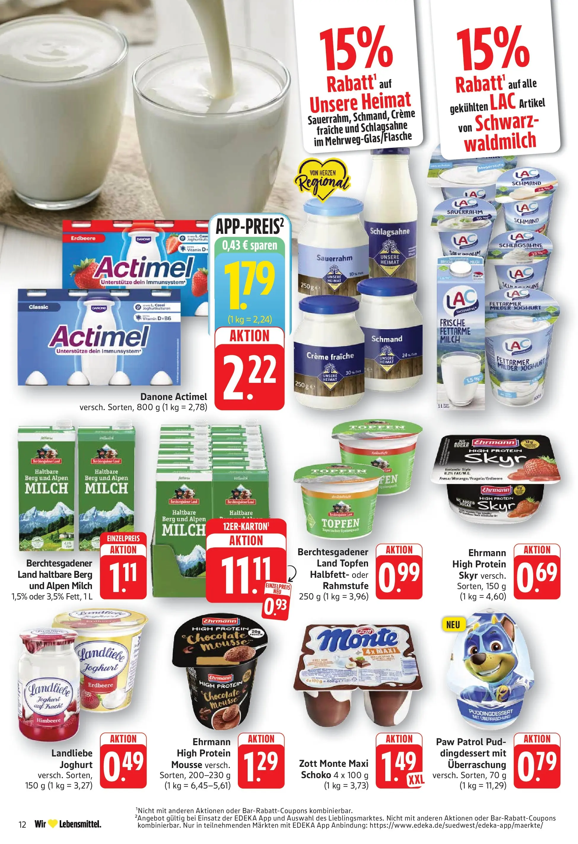 E center Prospekt Göppingen	 (ab 12.04.2026) zum Blättern | Seite: 12 | Produkte: Actimel, Schlagsahne, Milch, Sauerrahm