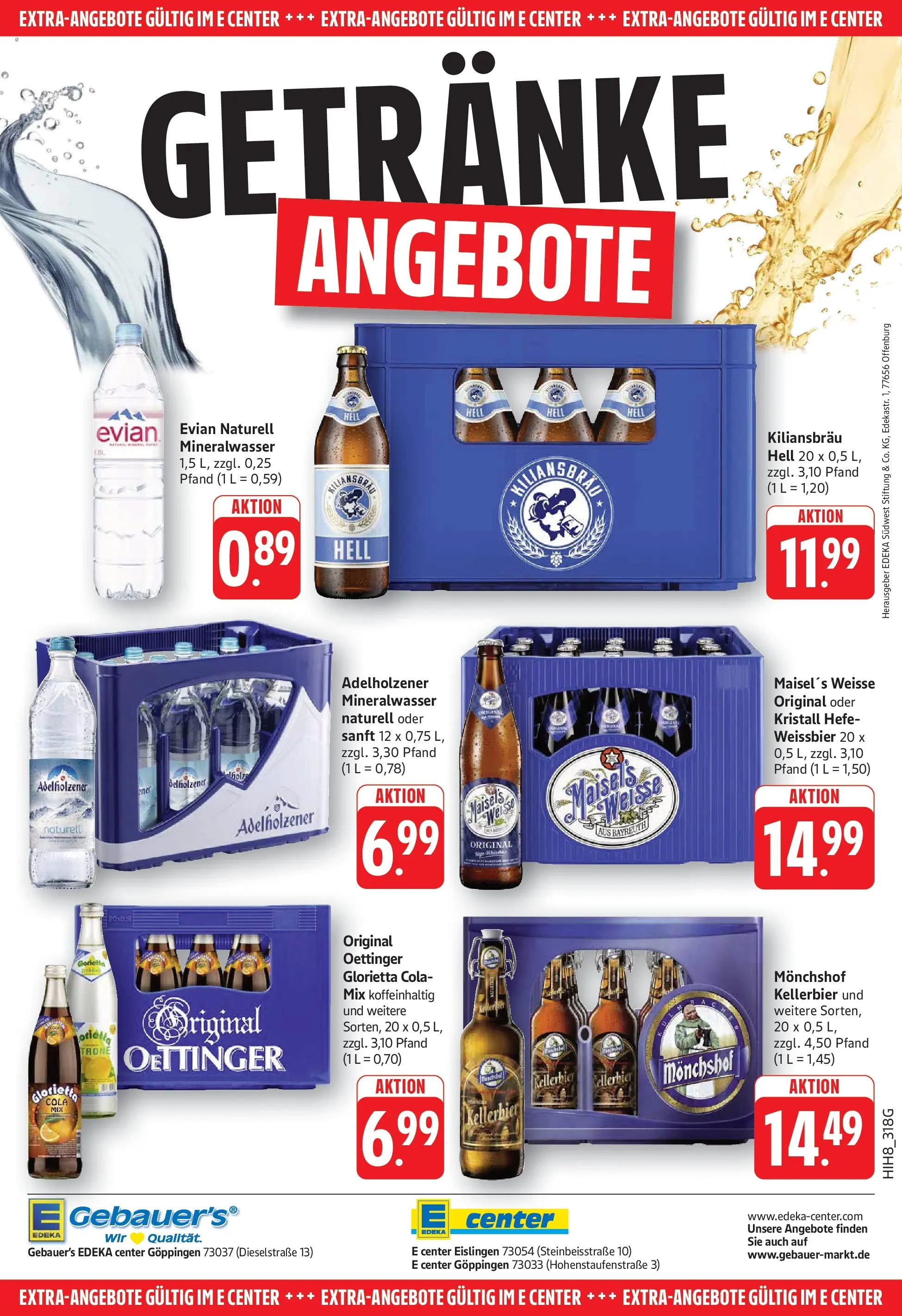 E center Prospekt Göppingen	 (ab 12.04.2026) zum Blättern | Seite: 28 | Produkte: Monchshof, Weißbier, Adelholzener, Mineralwasser