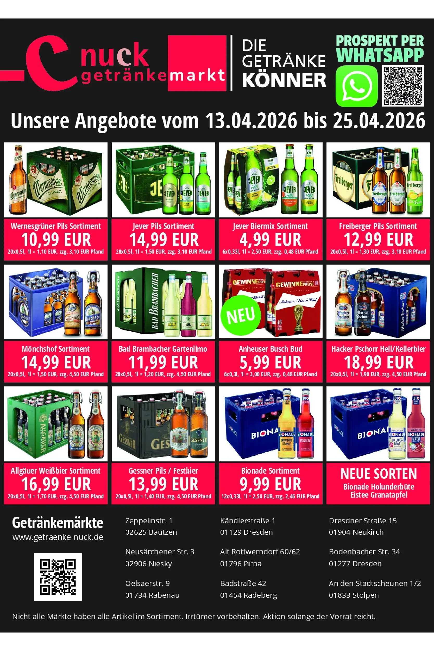 Angebote - nuck Getränke: Getränkeangebote (ab 12.04.2026) zum Blättern | Seite: 1 | Produkte: Weißbier, Bad, Pils, Bionade