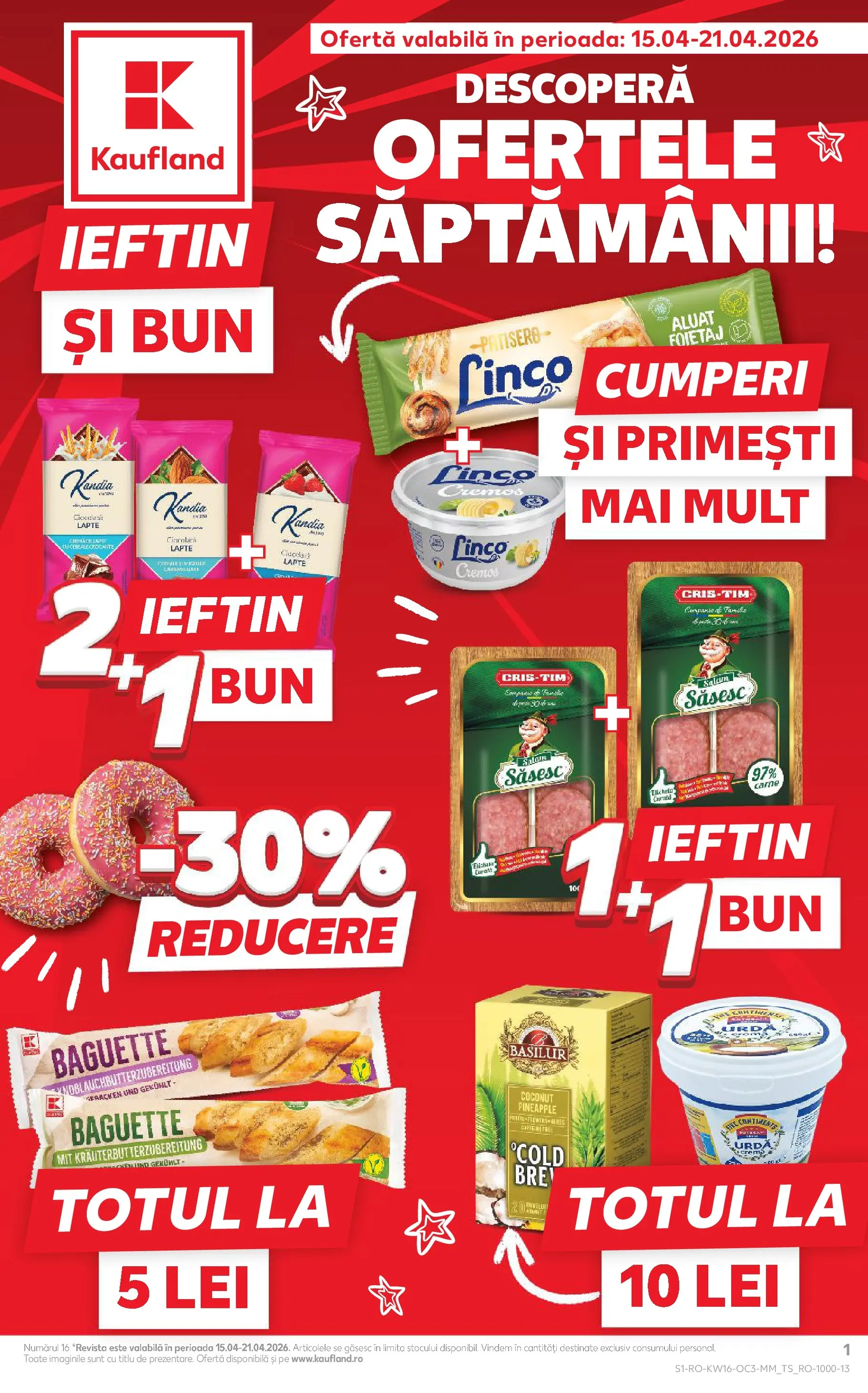 Kaufland Domnesti 14.04.2026 - Revista si Oferta | Pagină: 1 | Produse: Aluat, Salam, Ananas, Cremă tartinabilă
