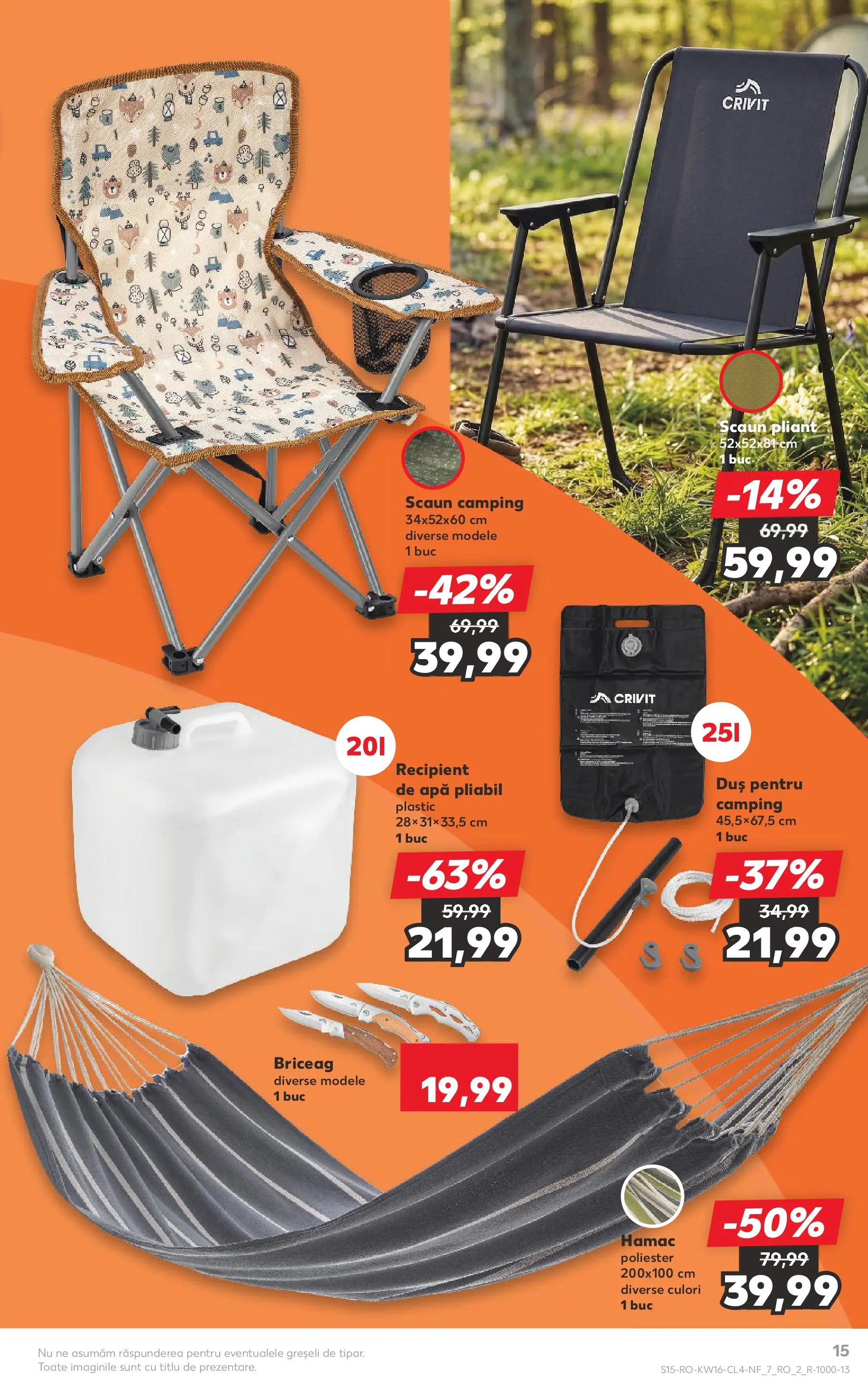 Kaufland Viseu de Sus 14.04.2026 - Revista si Oferta | Pagină: 15 | Produse: Hamac, Scaun, Duș, Apă