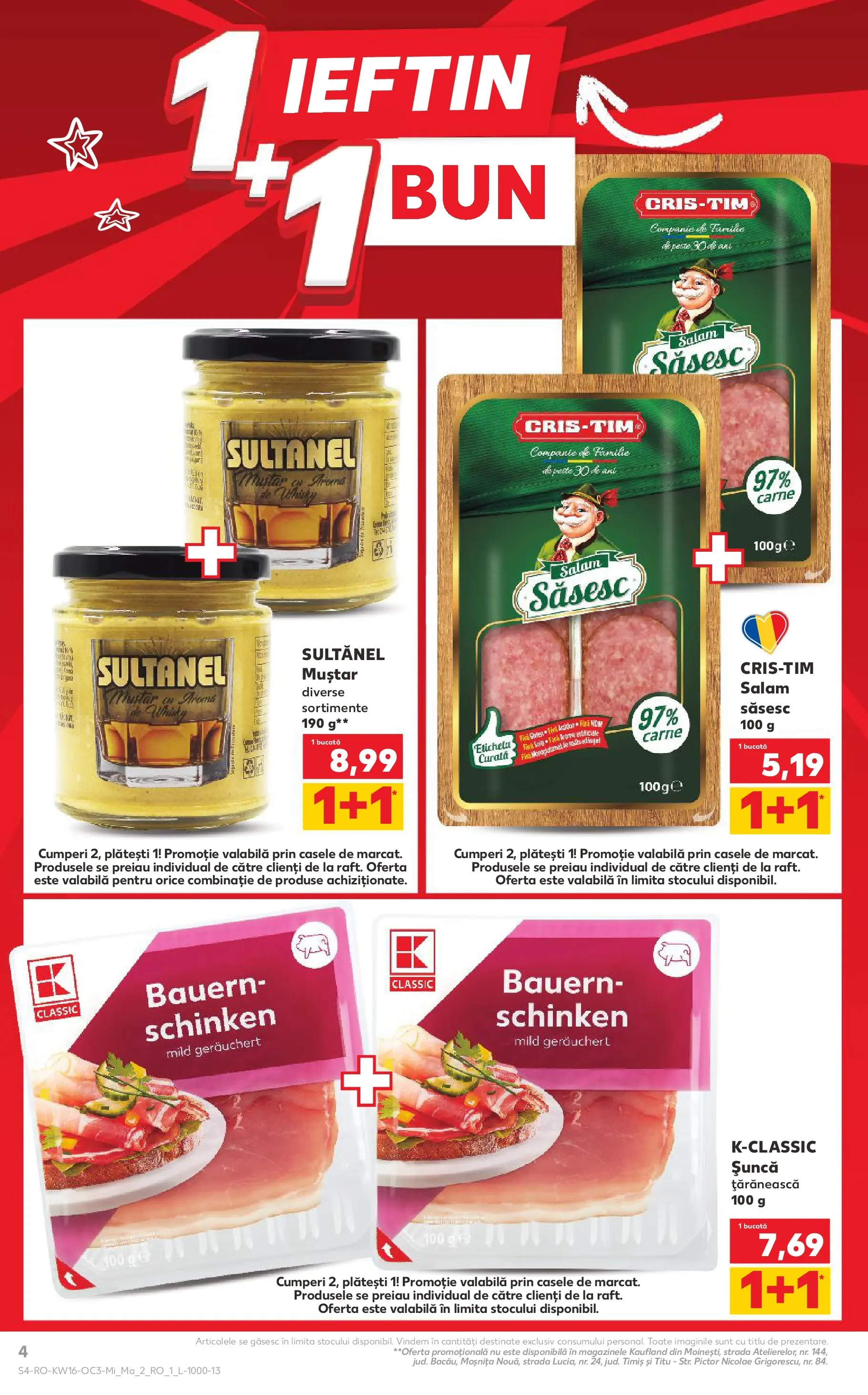Kaufland Domnesti 14.04.2026 - Revista si Oferta | Pagină: 4 | Produse: Salam, Șuncă, Muștar