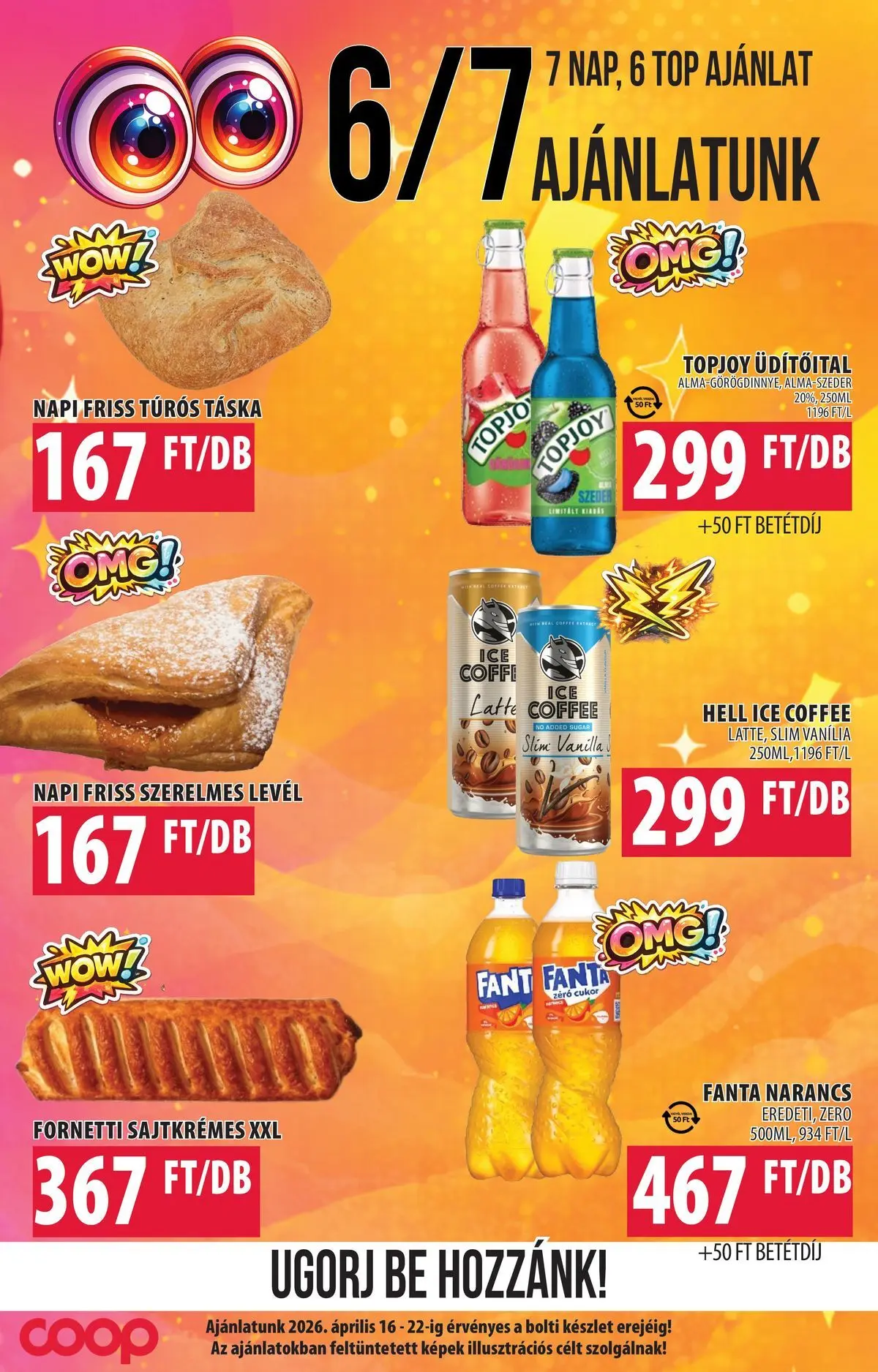 COOP Szolnok akciós újság Békésszentandrás - 2026.04.16. -tól/töl > akció, lapozható szórólap 🛍️ | Oldal: 4 | Termékek: Túrós táska, Fanta, Táska, Cukor