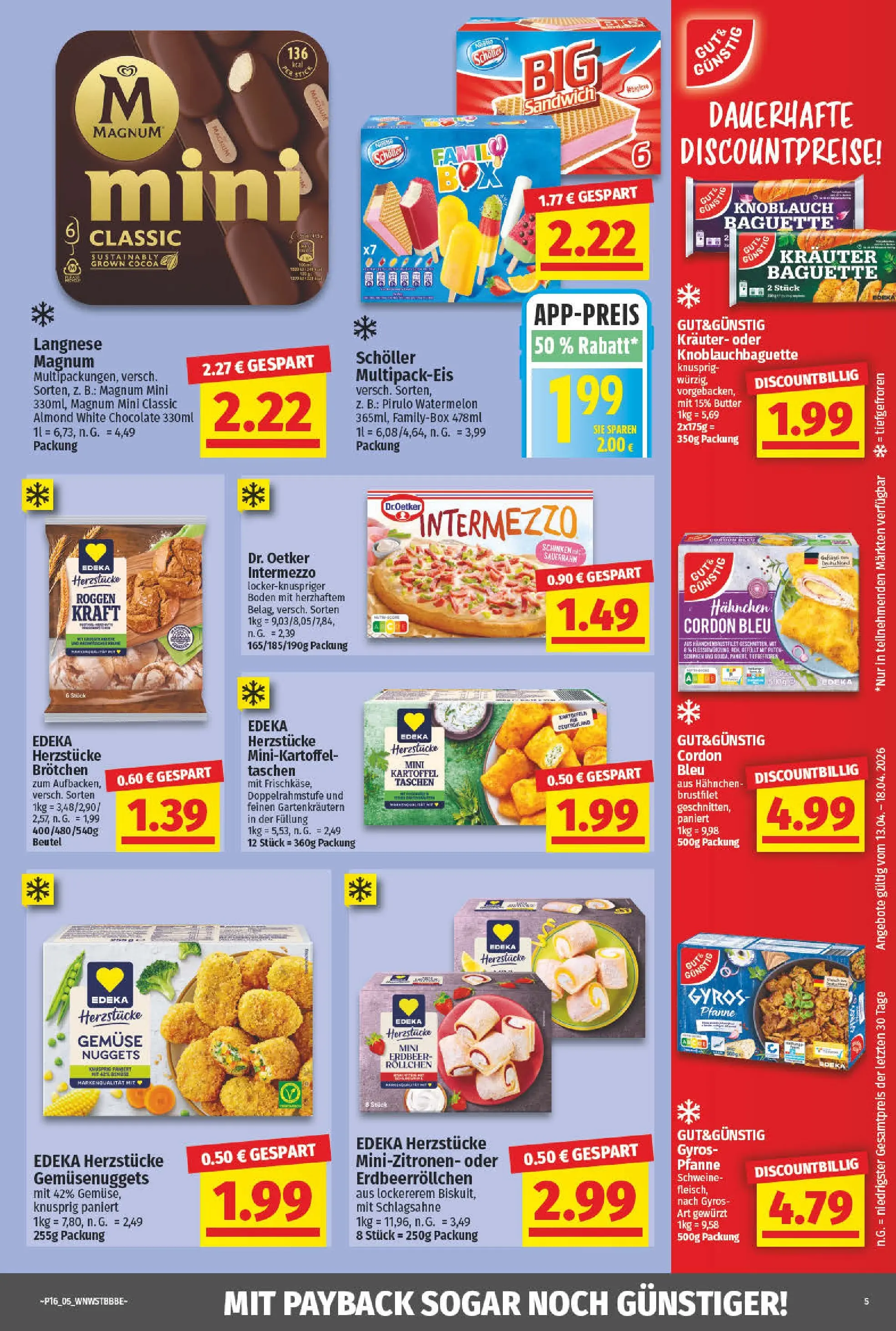 Angebote - nah & gut: Wochenangebote (ab 12.04.2026) zum Blättern | Seite: 5 | Produkte: Langnese, Gyros, Gemüse, Sauerrahm