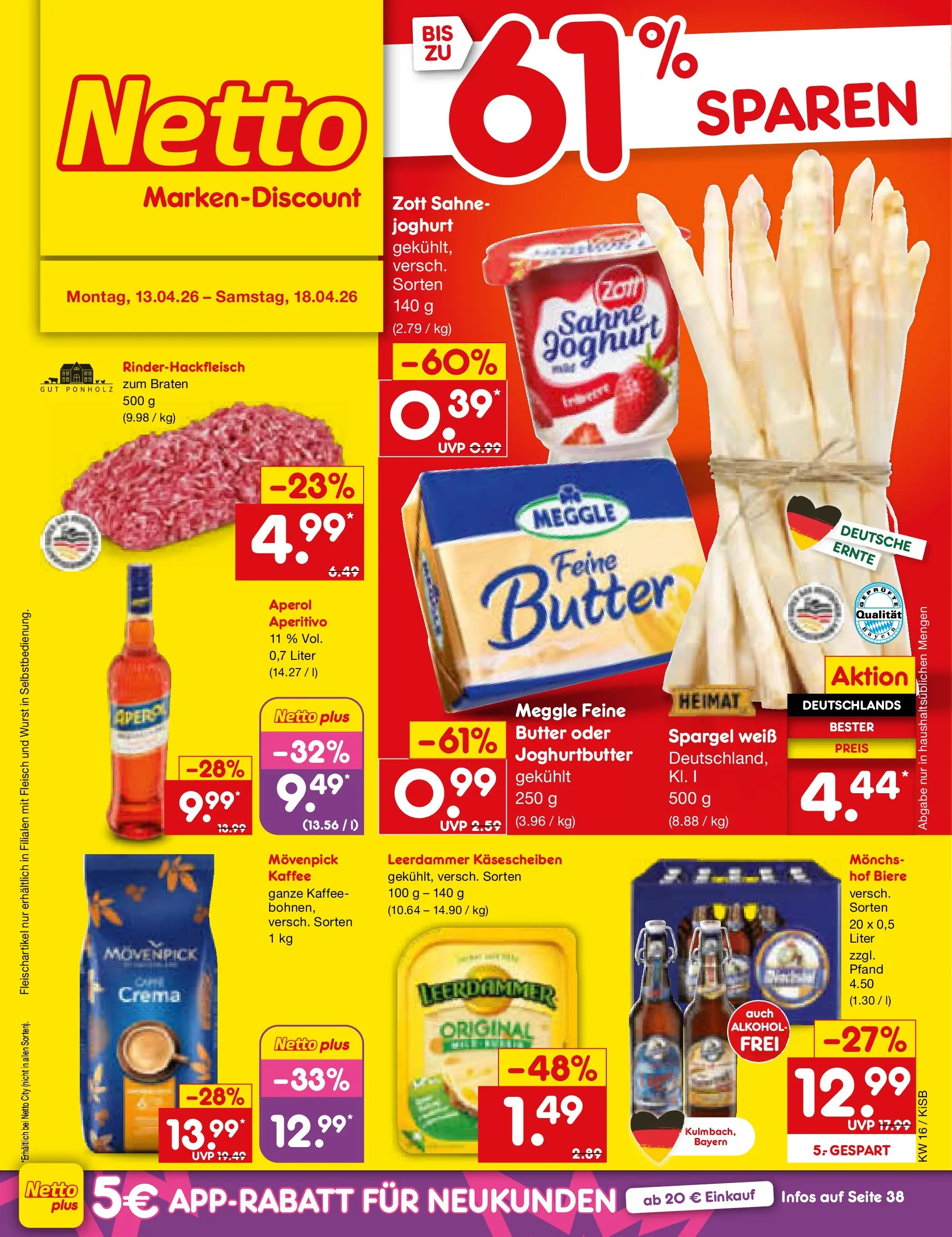 Netto Marken-Discount Prospekt Oberhaid (ab 13.04.2026) » Angebote | Seite: 1 | Produkte: Leerdammer, Wurst, Aperol, Sahne Netto Marken-Discount Prospekt Oberhaid (ab 13.04.2026) » Angebote | Seite: 1 | Produkte: Leerdammer, Wurst, Aperol, Sahne