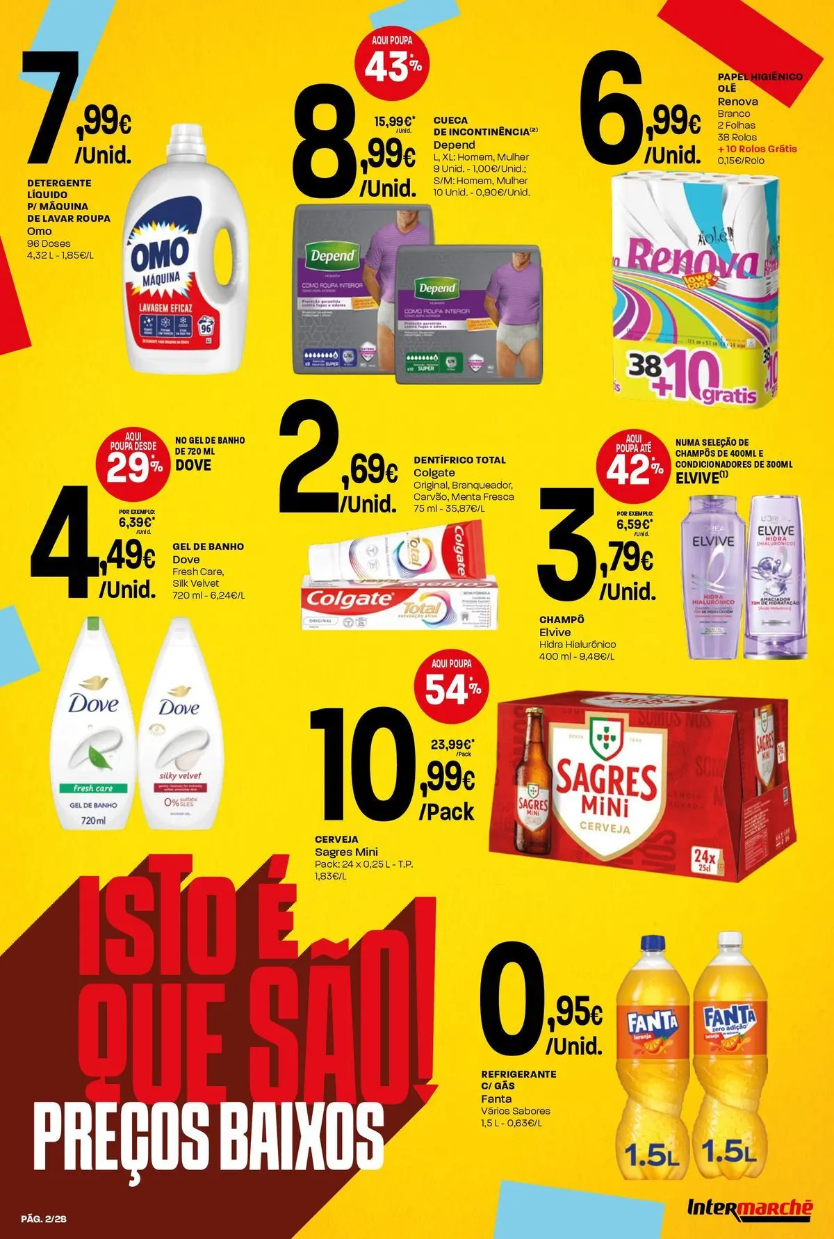 Ofertas - Isto é que são preços BAIXOS! » de 10/04/2026 - 15/04/2026 | Página: 2 | Produtos: Refrigerante, Fanta, Máquina de lavar, Detergente