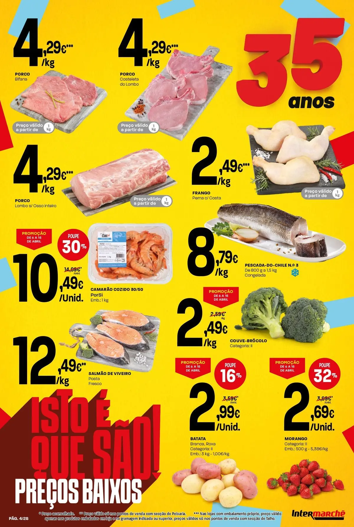 Ofertas - Isto é que são preços BAIXOS! » de 10/04/2026 - 15/04/2026 | Página: 4 | Produtos: Batata, Frango, Camarão, Salmão
