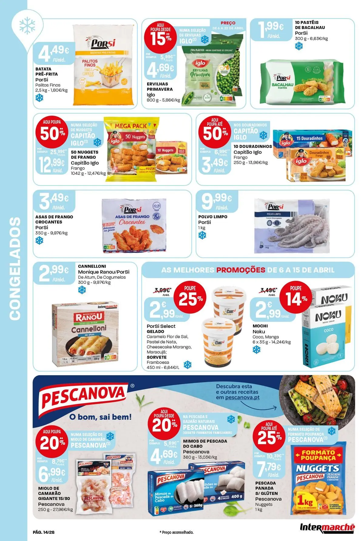 Ofertas - Isto é que são preços BAIXOS! » de 10/04/2026 - 15/04/2026 | Página: 14 | Produtos: Asas de frango, Capitão iglo, Salmão, Gelado
