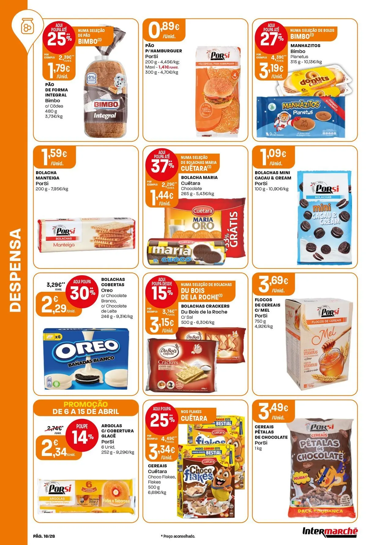 Ofertas - Isto é que são preços BAIXOS! » de 10/04/2026 - 15/04/2026 | Página: 16 | Produtos: Manhãzitos, Leite, Manteiga, Pão