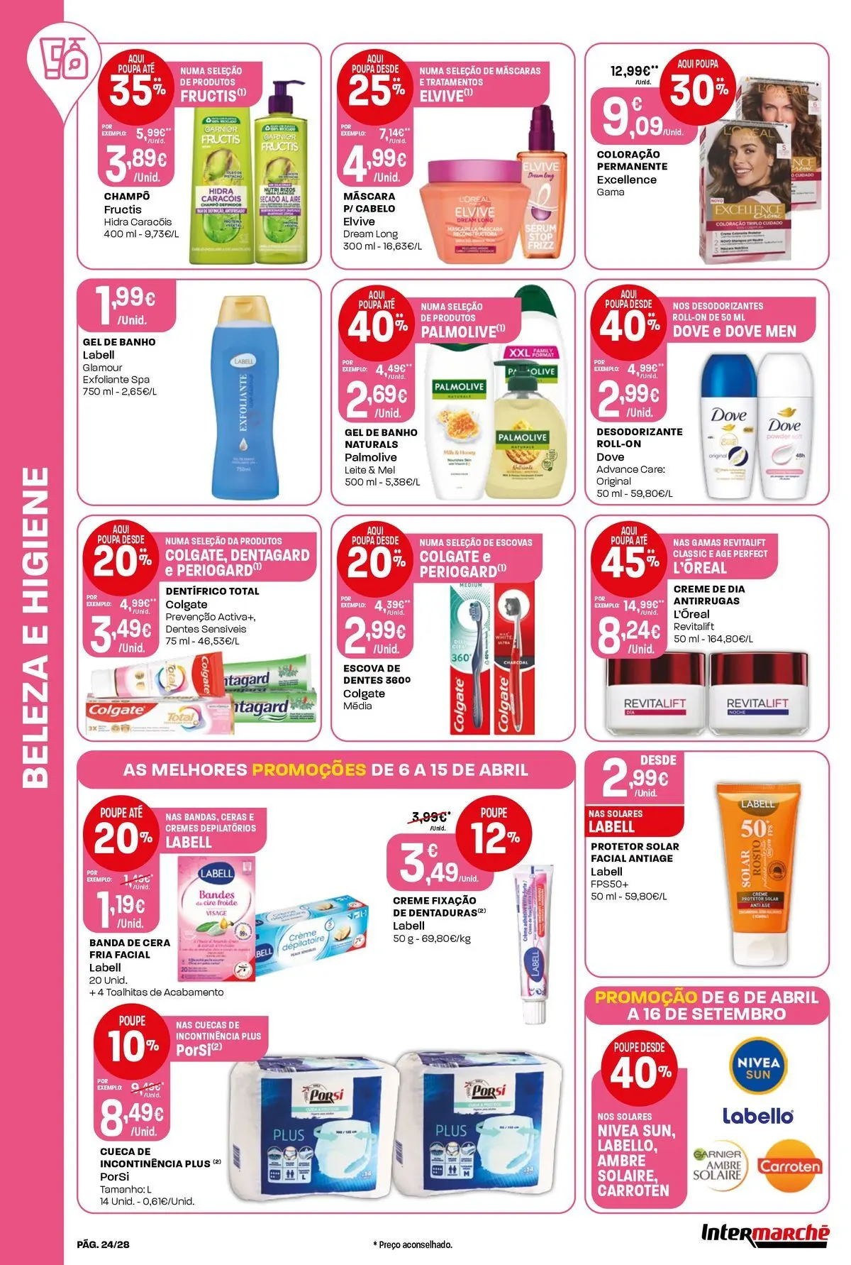 Ofertas - Isto é que são preços BAIXOS! » de 10/04/2026 - 15/04/2026 | Página: 24 | Produtos: Protetor solar, Desodorizante, Banho, Creme