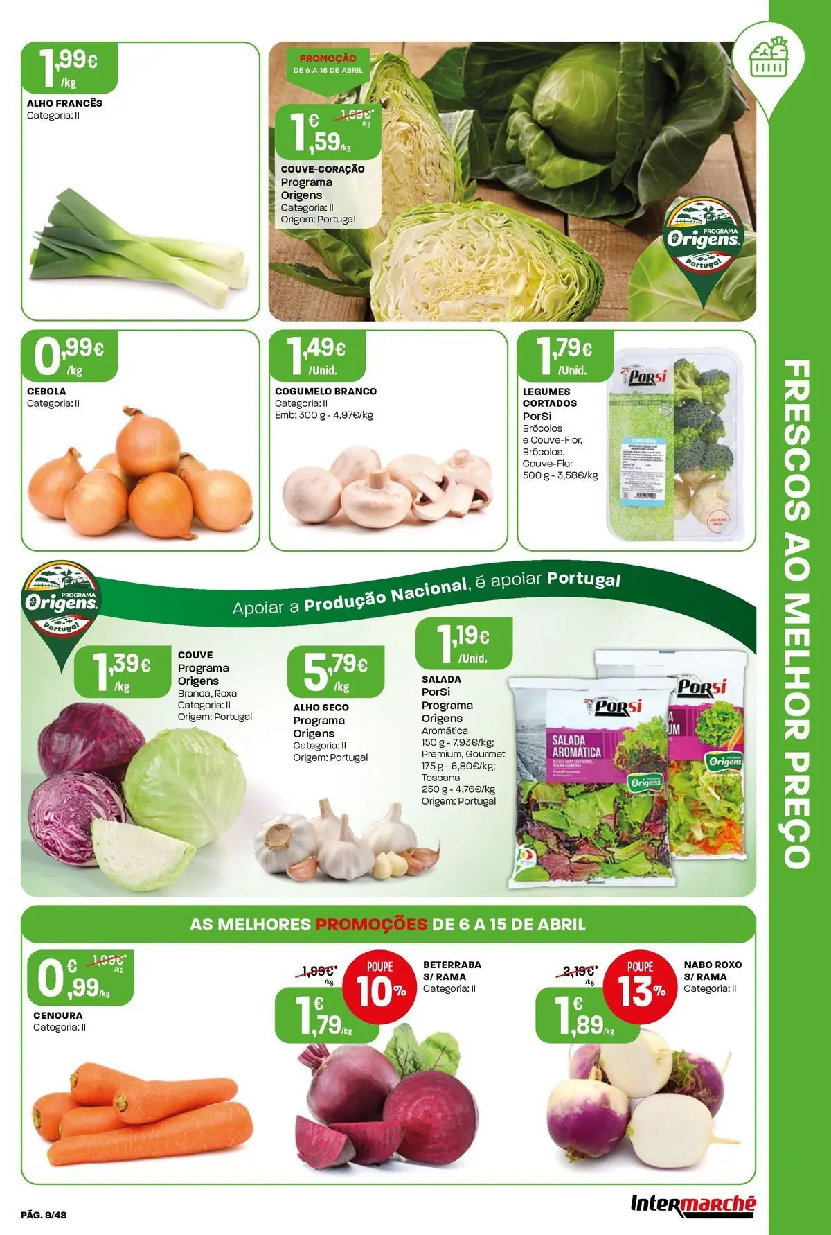 Ofertas - Isto é que são preços BAIXOS » de 10/04/2026 - 15/04/2026 | Página: 9 | Produtos: Beterraba, Cebola, Salada, Couve