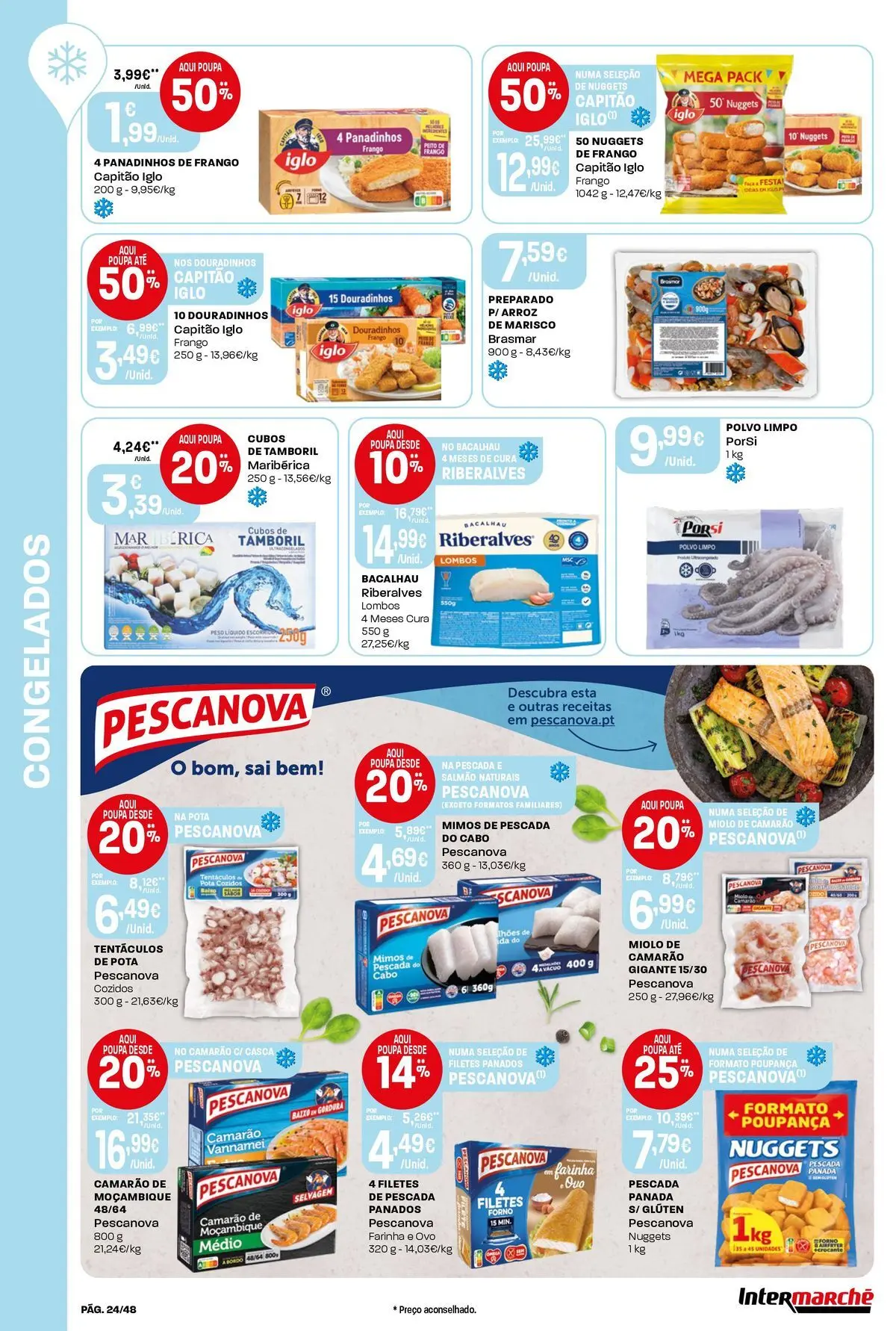 Ofertas - Isto é que são preços BAIXOS » de 10/04/2026 - 15/04/2026 | Página: 24 | Produtos: Frango, Polvo, Capitão iglo, Tamboril