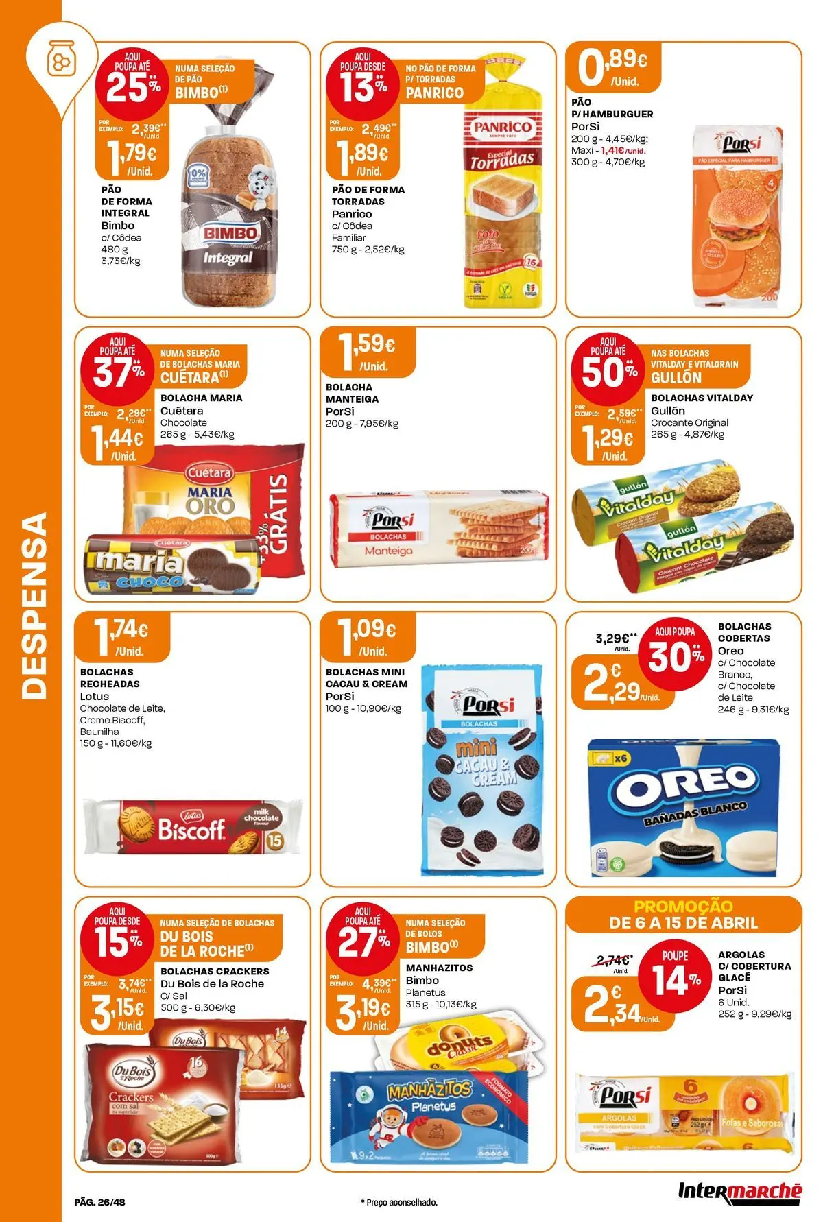 Ofertas - Isto é que são preços BAIXOS » de 10/04/2026 - 15/04/2026 | Página: 26 | Produtos: Hambúrguer, Sal, Pão, Creme