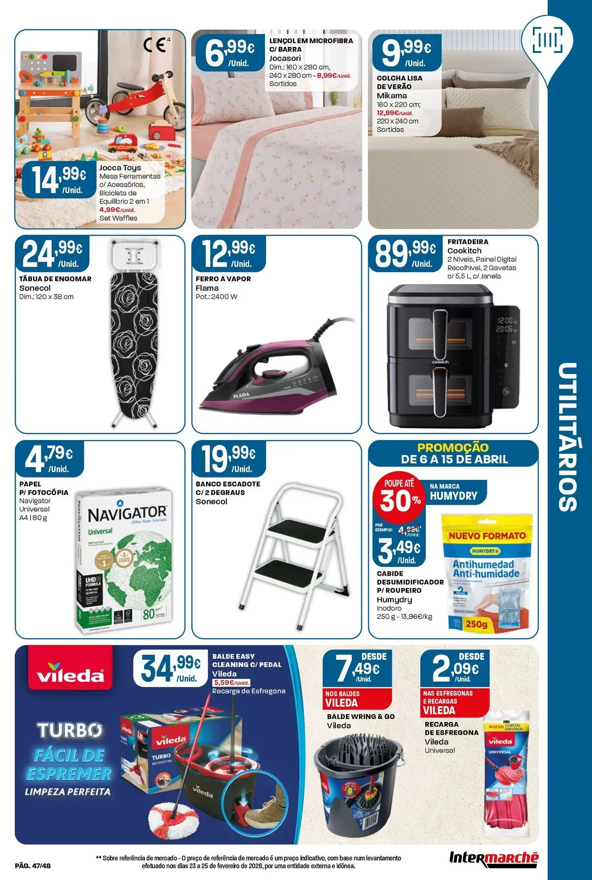 Ofertas - Isto é que são preços BAIXOS » de 10/04/2026 - 15/04/2026 | Página: 47 | Produtos: Balde, Bicicleta, Roupeiro, Mesa