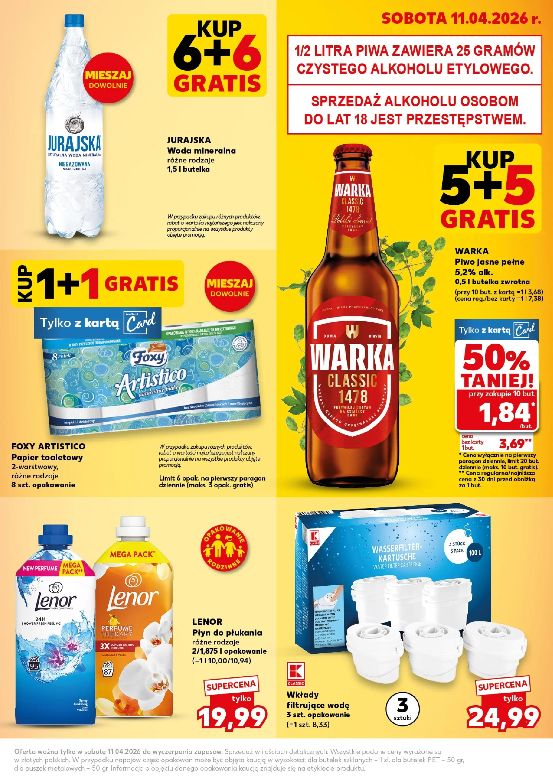 Kaufland gazetka - Super Sobota od 11.04.2026 - od jutra PDF | Strona: 3 | Produkty: Papier toaletowy, Warka, Piwo, Woda