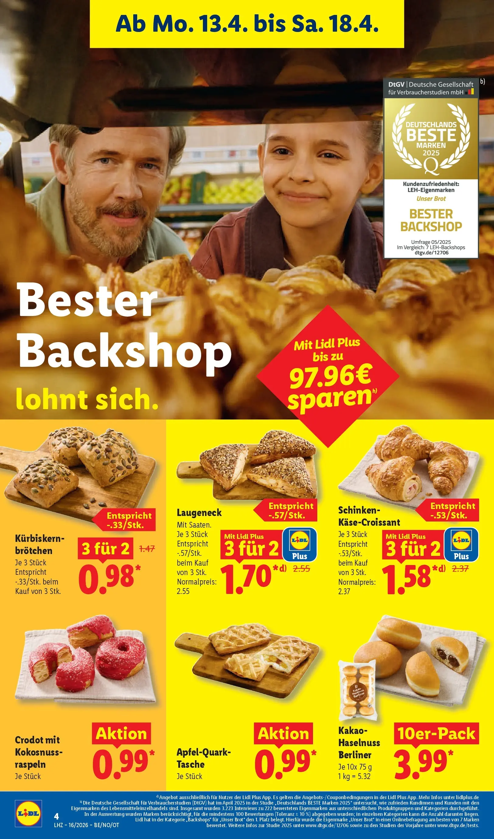 Lidl Prospekt Bad Rothenfelde (ab 13.04.2026) zum Blättern » Angebote | Seite: 6 | Produkte: Berliner, Tasche, Brot, Schinken