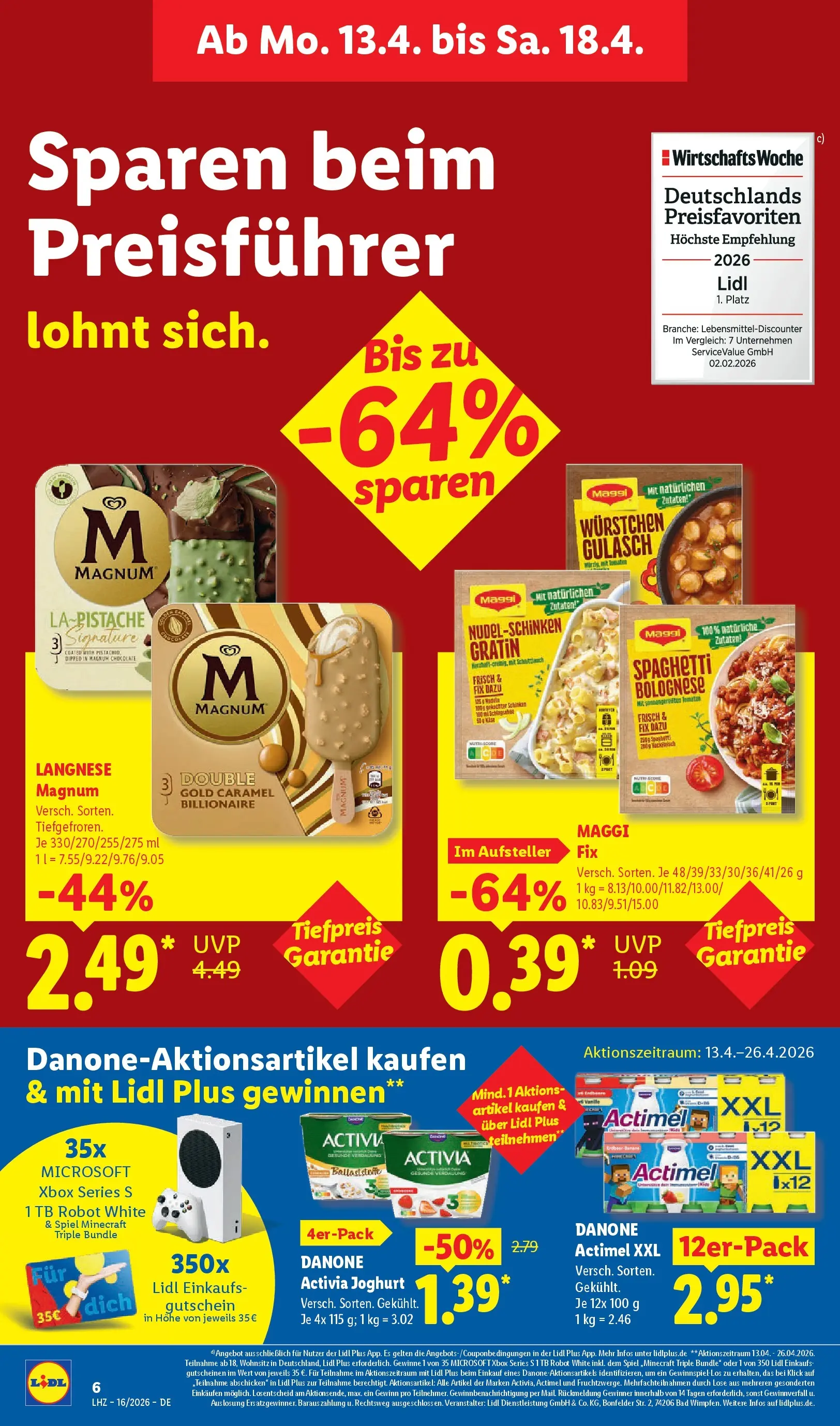 Lidl Prospekt Hof-innenstadt (ab 12.04.2026) » Angebote online | Seite: 12 | Produkte: Xbox, Activia, Langnese, Schinken Lidl Prospekt Hof-innenstadt (ab 12.04.2026) zum Blättern » Angebote | Seite: 12 | Produkte: Xbox, Activia, Langnese, Schinken
