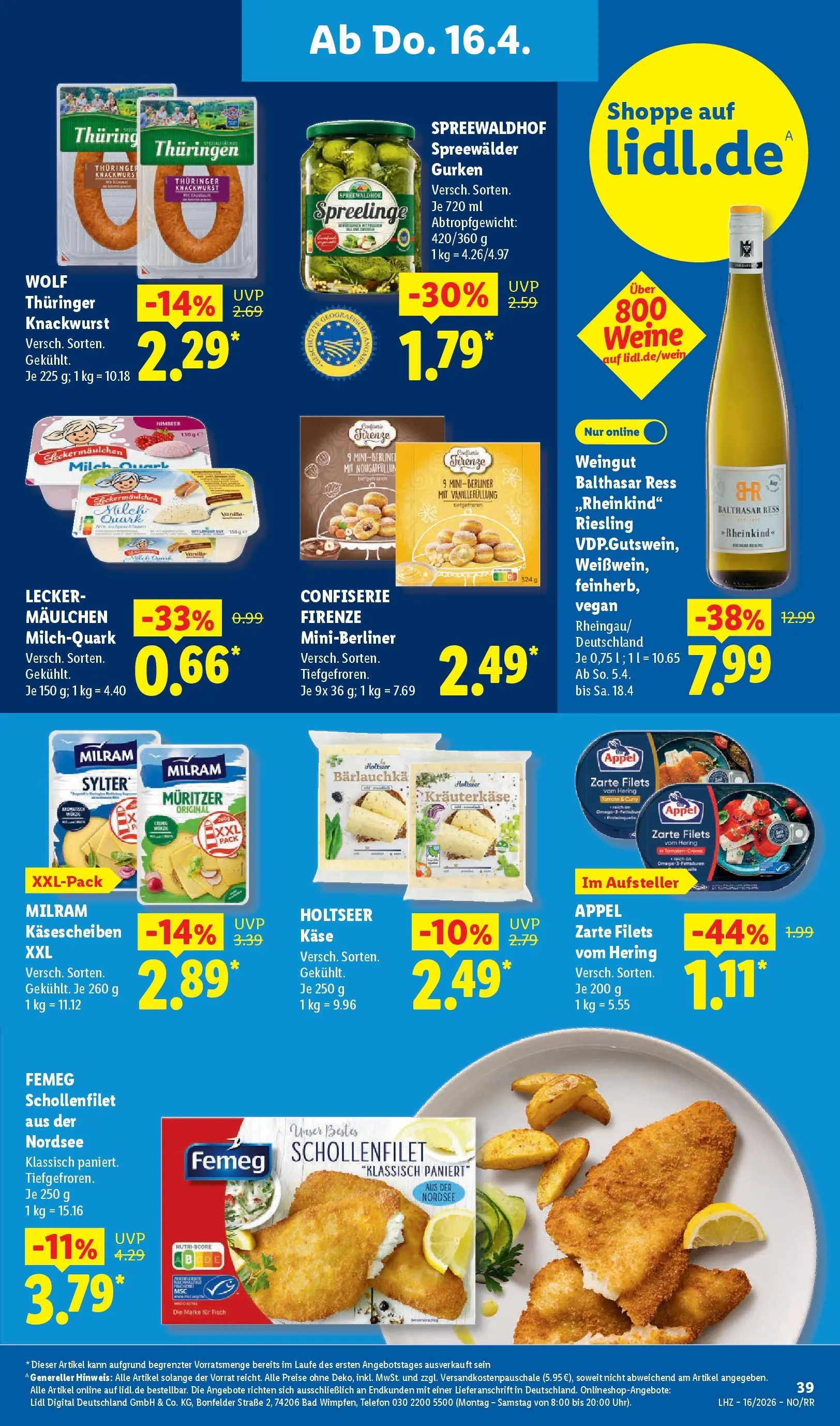 Lidl Prospekt Bad Rothenfelde (ab 13.04.2026) zum Blättern » Angebote | Seite: 61 | Produkte: Käse, Fisch, Milram, Gurken