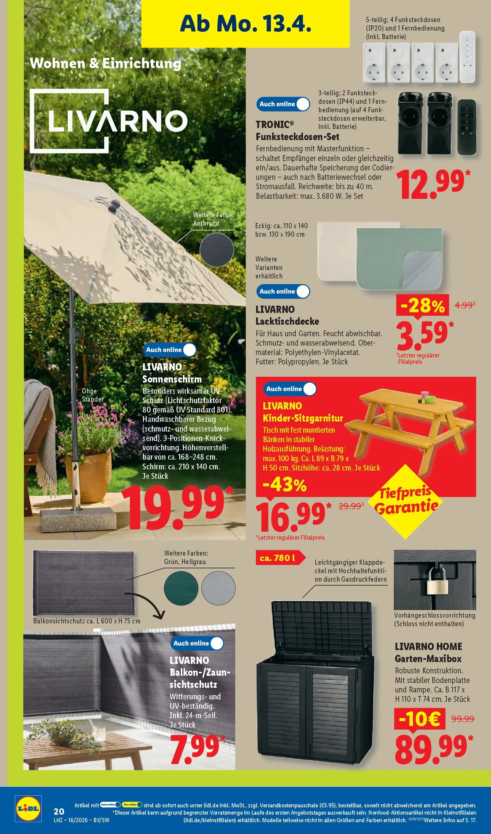 Lidl Prospekt Hof-innenstadt (ab 12.04.2026) » Angebote online | Seite: 38 | Produkte: Tisch, Batterie, Sonnenschirm Lidl Prospekt Hof-innenstadt (ab 12.04.2026) zum Blättern » Angebote | Seite: 38 | Produkte: Tisch, Batterie, Sonnenschirm