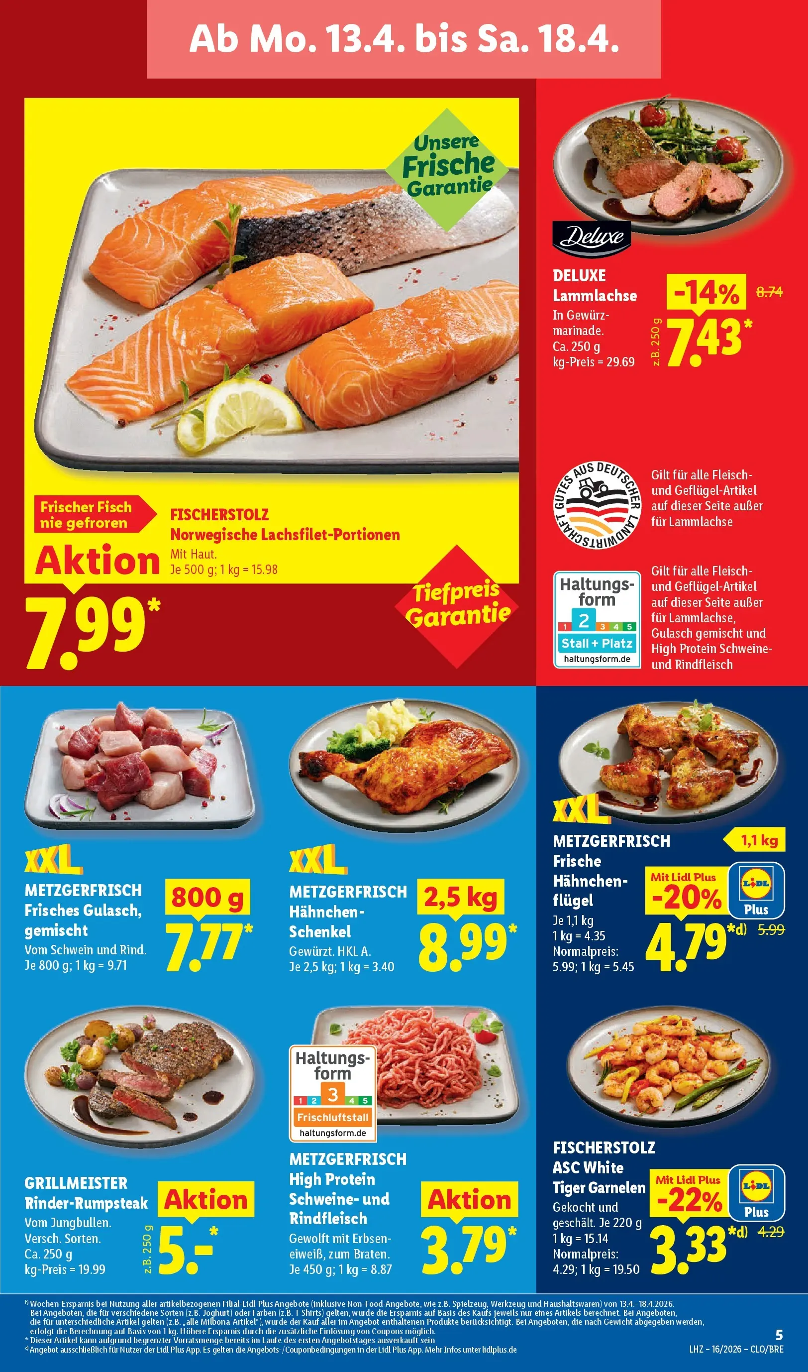 Lidl Prospekt Emlichheim (ab 13.04.2026) zum Blättern » Angebote | Seite: 7 | Produkte: Joghurt, Garnelen, Gulasch, Rindfleisch