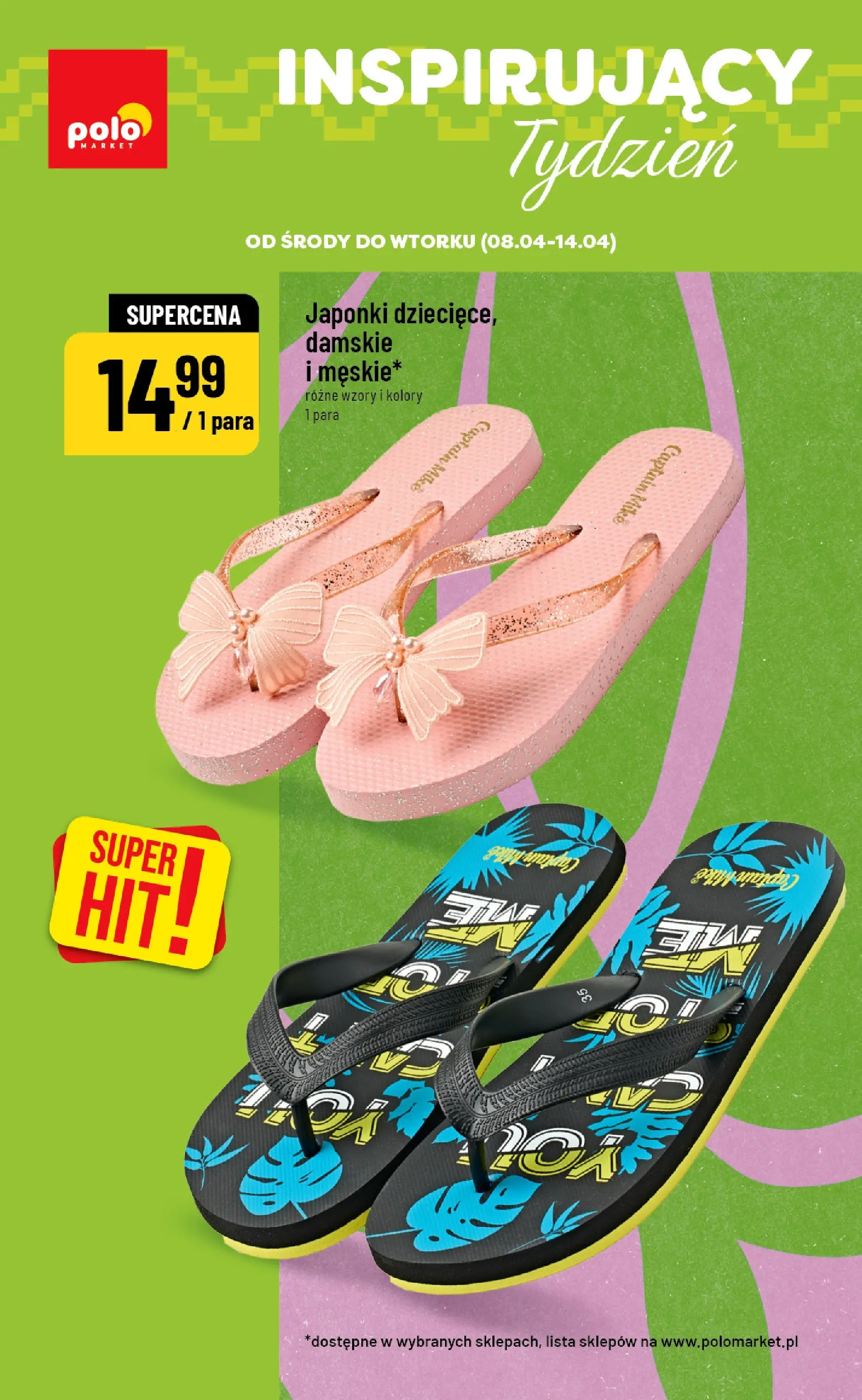 Nowa POLOmarket gazetka od jutra 08.04.2026 | Strona: 1 | Produkty: Japonki