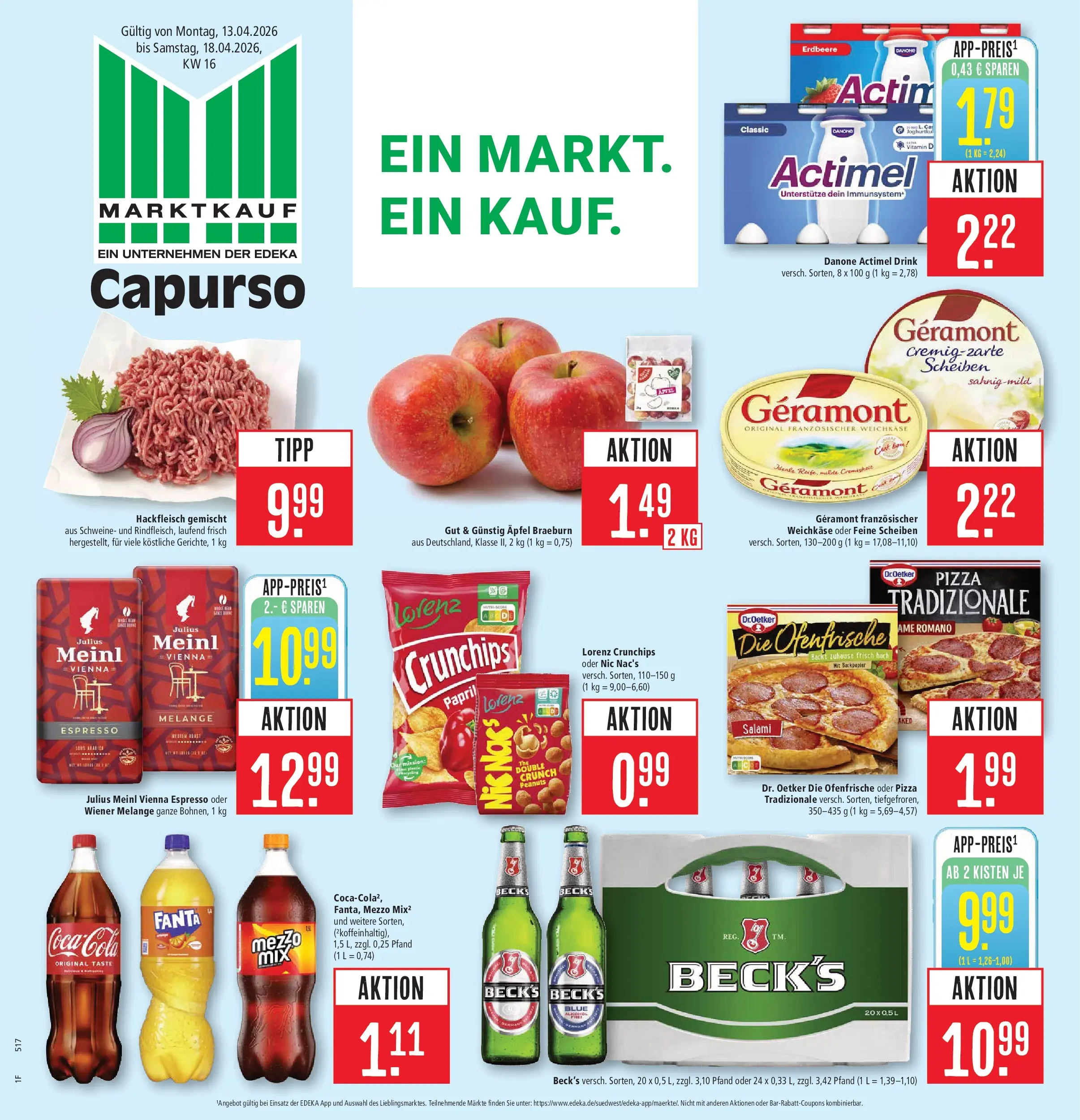 Marktkauf Prospekt Schorndorf	 (ab 13.04.2026) » Angebote online | Seite: 1 | Produkte: Actimel, Coca cola, Pizza, Hackfleisch
