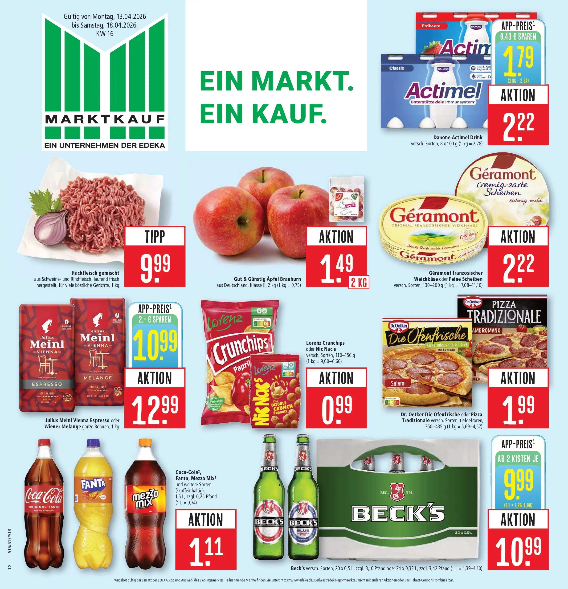 Marktkauf Prospekt Friedrichshafen	 (ab 13.04.2026) » Angebote online | Seite: 1 | Produkte: Actimel, Fanta, Salami, Pizza