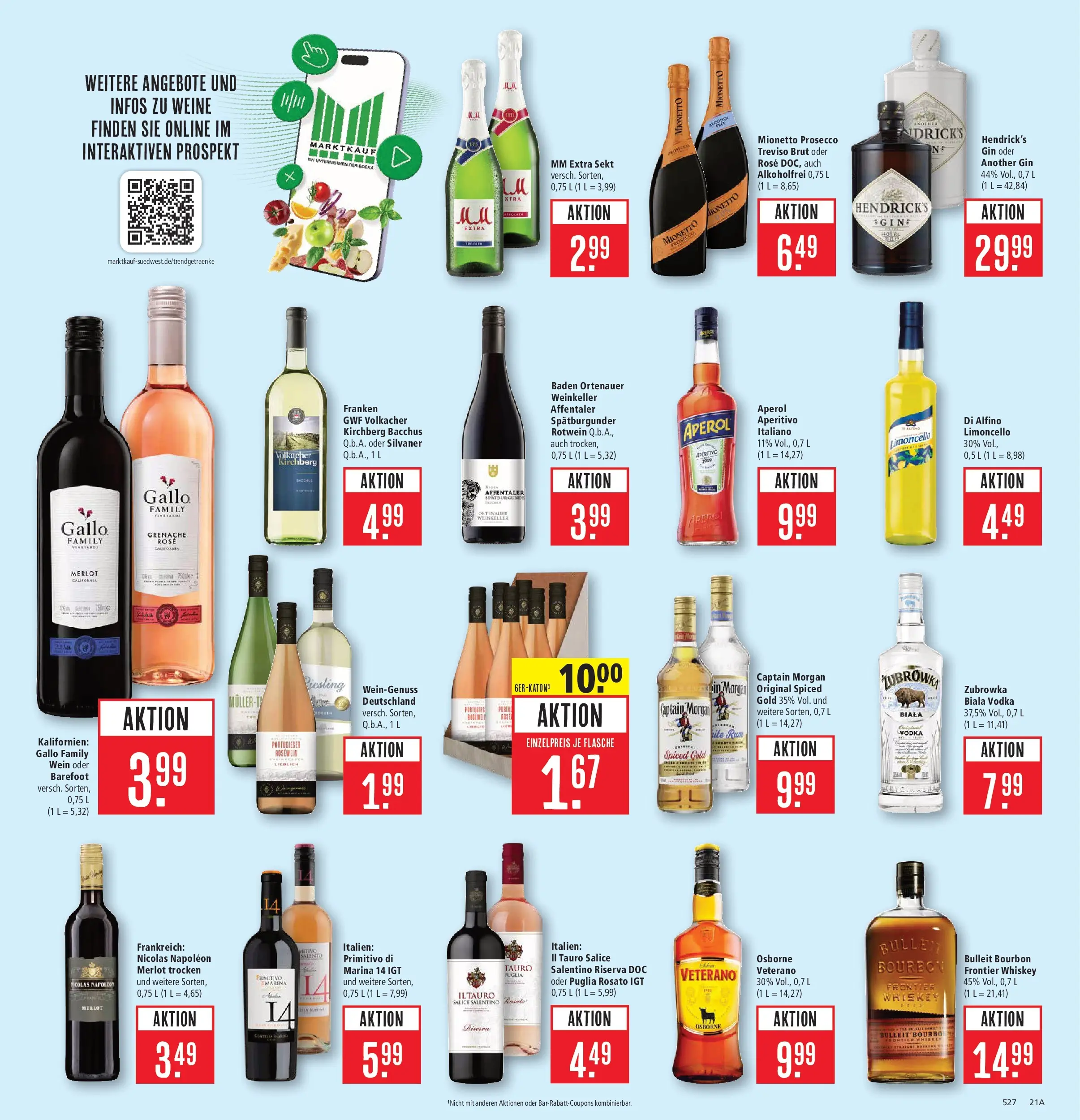 Marktkauf Prospekt Aschaffenburg	 (ab 13.04.2026) » Angebote online | Seite: 23 | Produkte: Rotwein, Merlot, Captain morgan, Whiskey