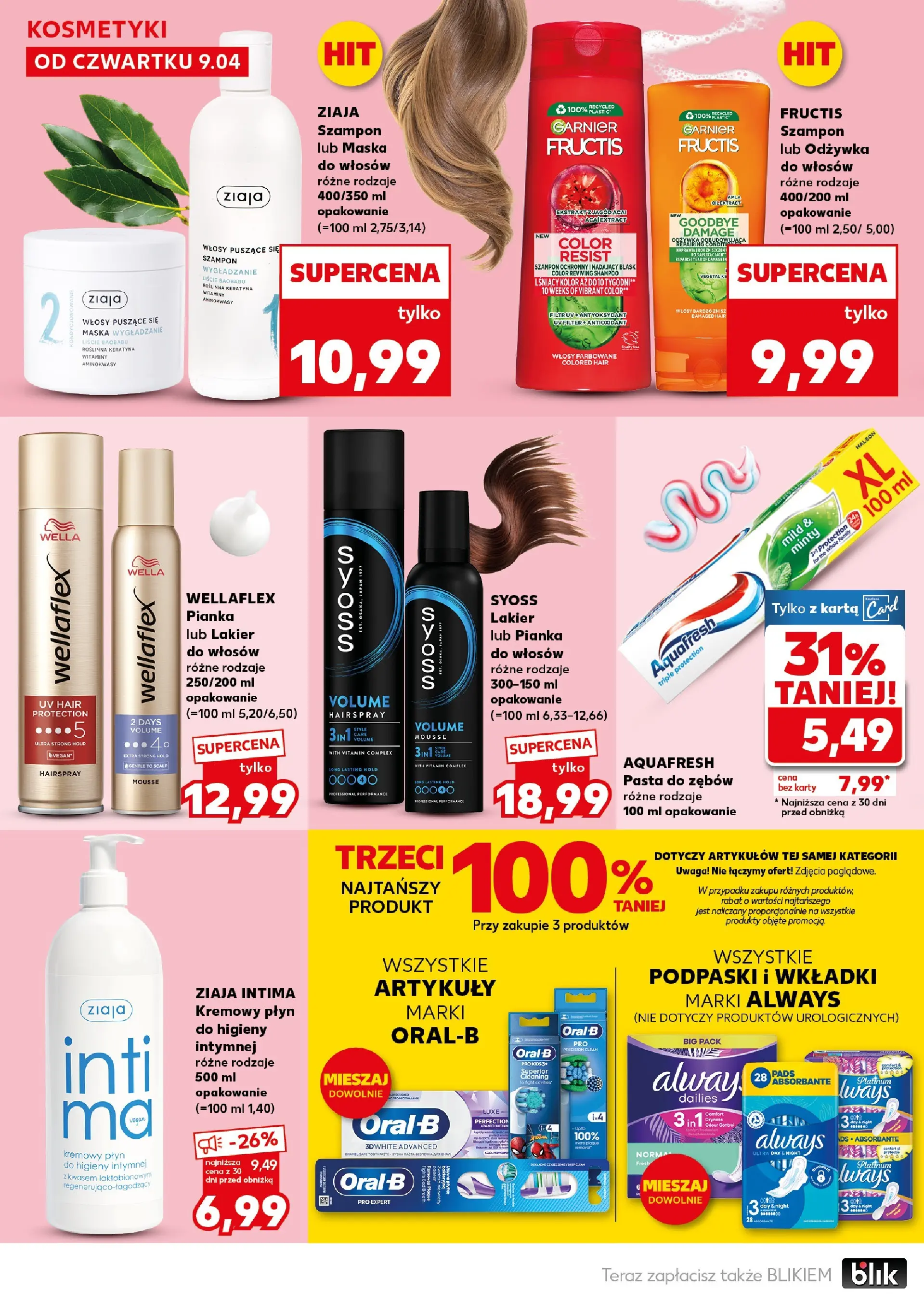 Kaufland - Kaufland Mocny Start ważne do 15.04 od 12.04.2026 - od jutra PDF | Strona: 26 | Produkty: Podpaski, Szampon, Maska, Pasta do zębów