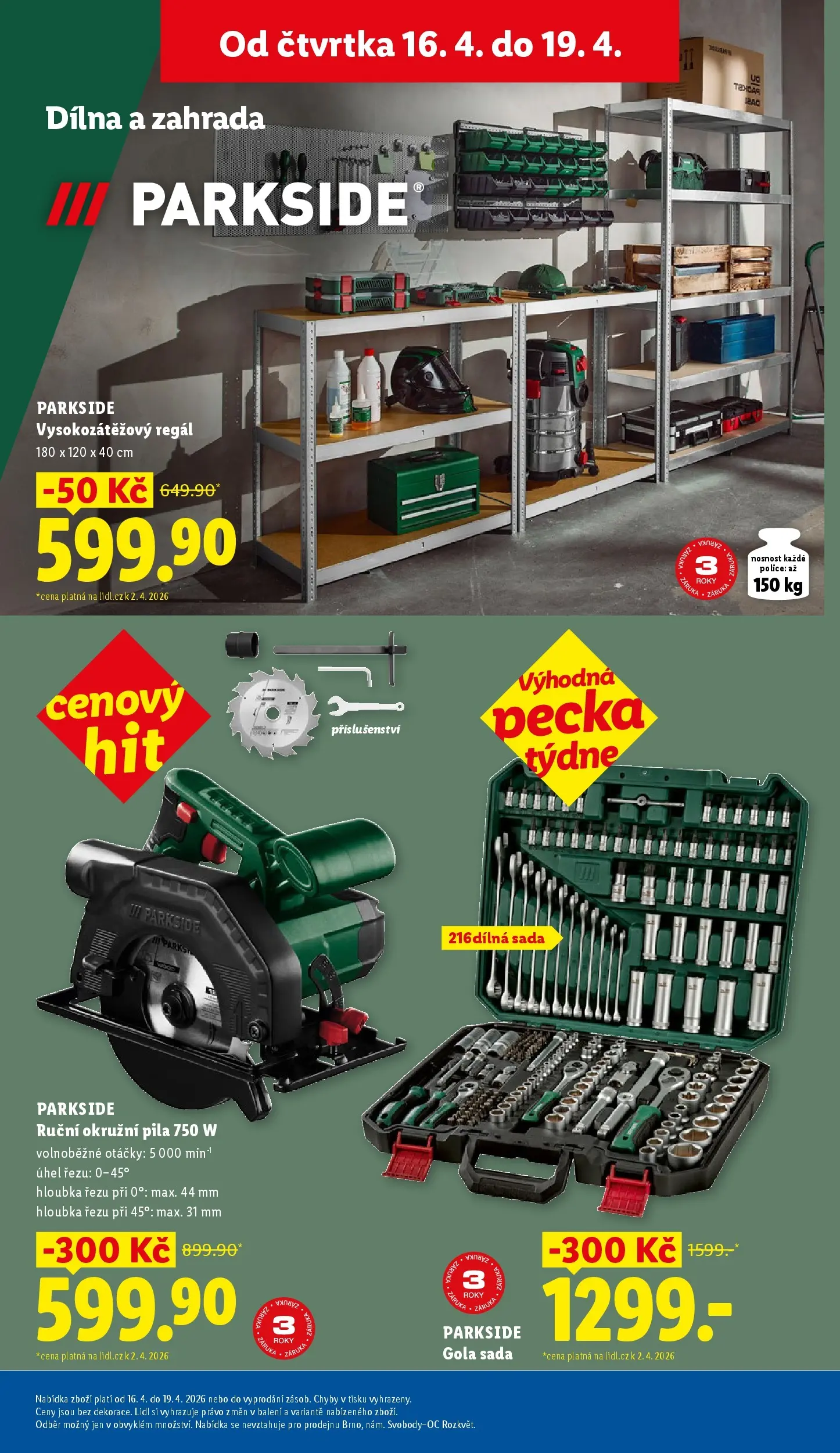 Lidl leták od 12.04.2026 - Nový akční leták | Strana: 15 | Produkty: Okružní pila, Zahrada, Gola sada, Pila