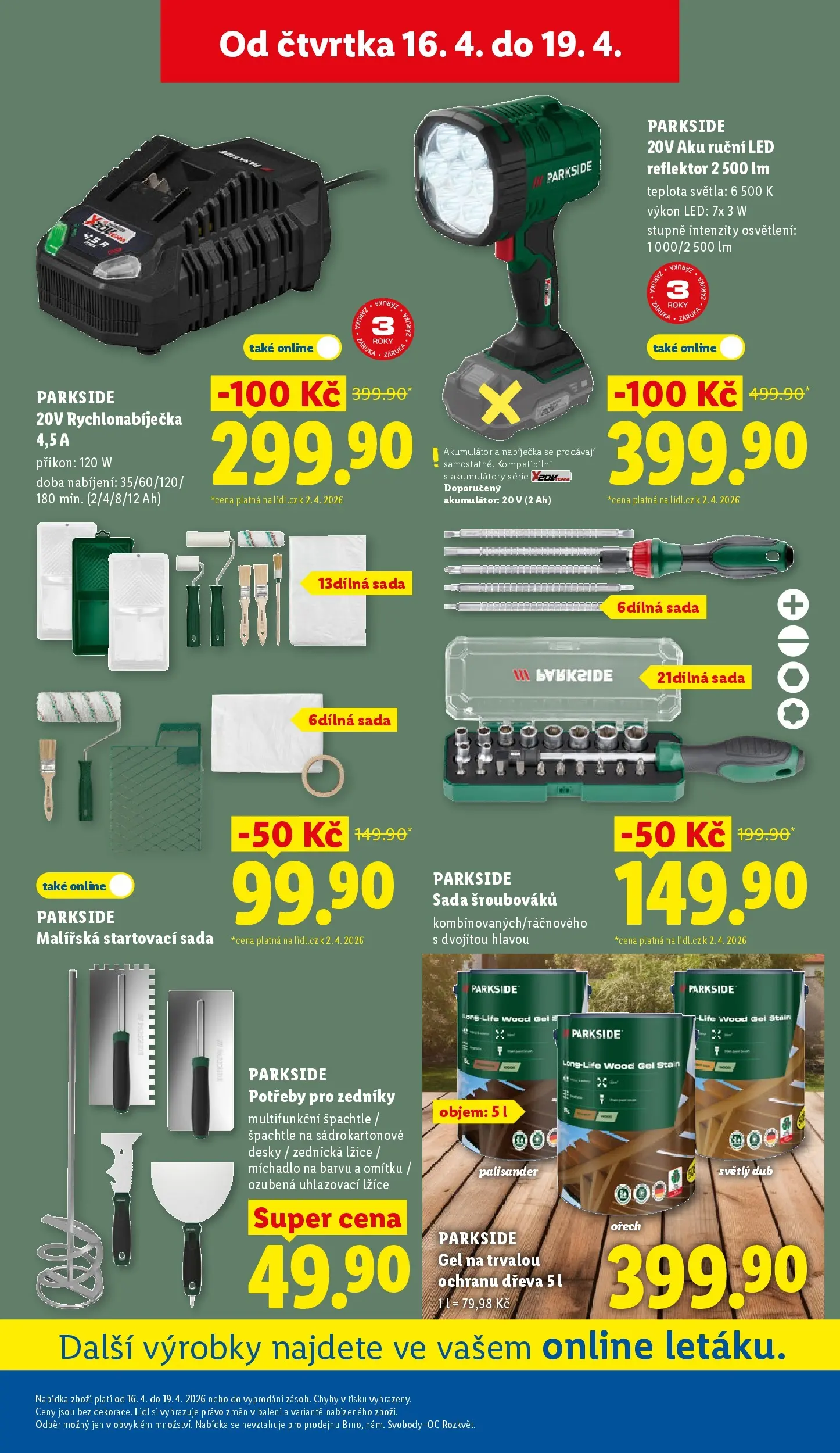 Lidl leták od 12.04.2026 - Nový akční leták | Strana: 17 | Produkty: Špachtle, Parkside, LED reflektor, LED