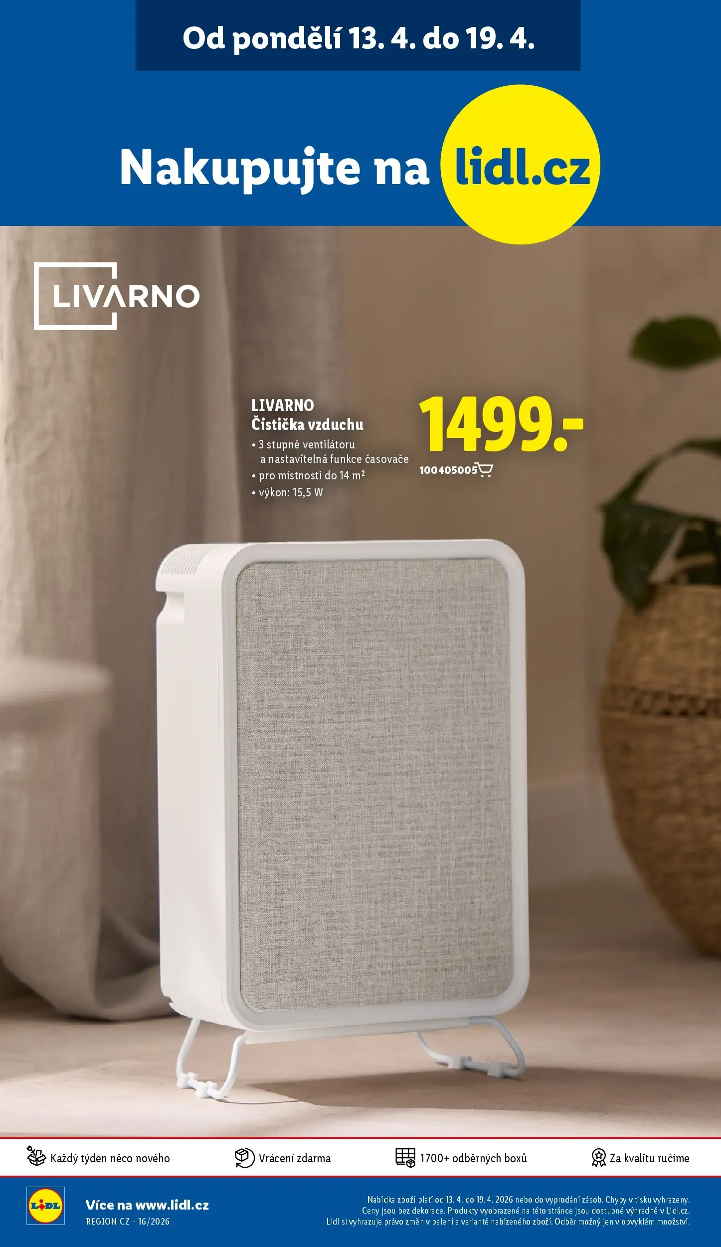 Lidl leták od 12.04.2026 - Nový akční leták | Strana: 44 | Produkty: Čistička vzduchu