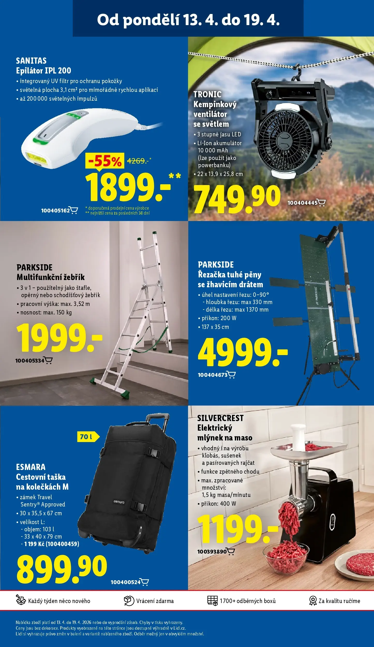 Lidl leták od 12.04.2026 - Nový akční leták | Strana: 45 | Produkty: Ventilátor, Epilátor, Elektrický mlýnek na maso, Mlýnek na maso