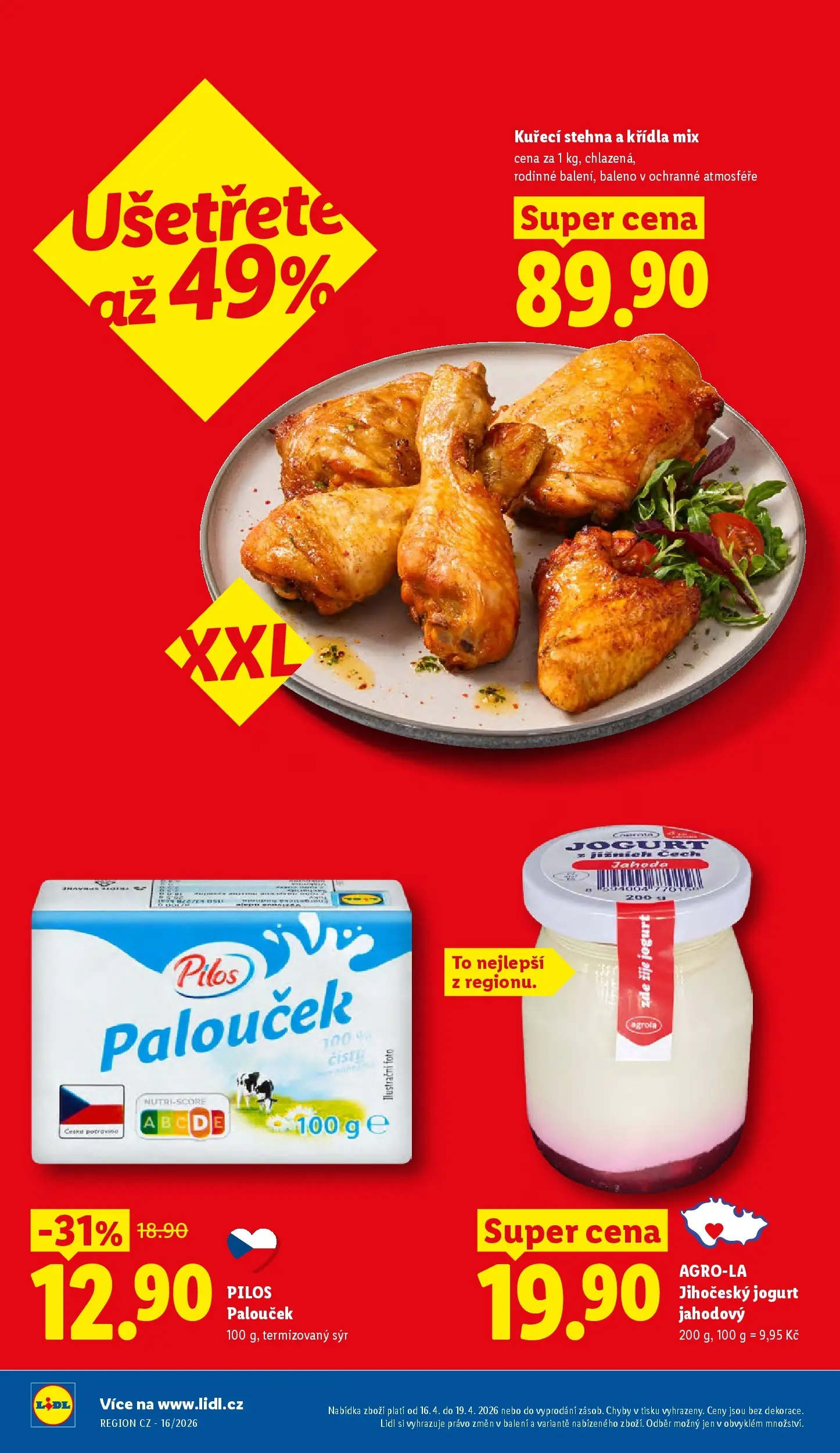 Lidl leták od 15.04.2026 - Nový akční leták | Strana: 2 | Produkty: Sýr, Jogurt, Kuřecí stehna