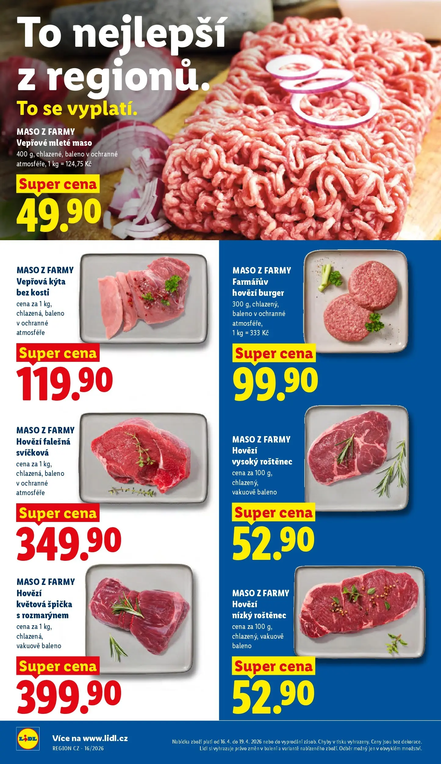 Lidl leták od 15.04.2026 - Nový akční leták | Strana: 14 | Produkty: Burger, Hovězí falešná svíčková, Vepřová Kýta, Kýta