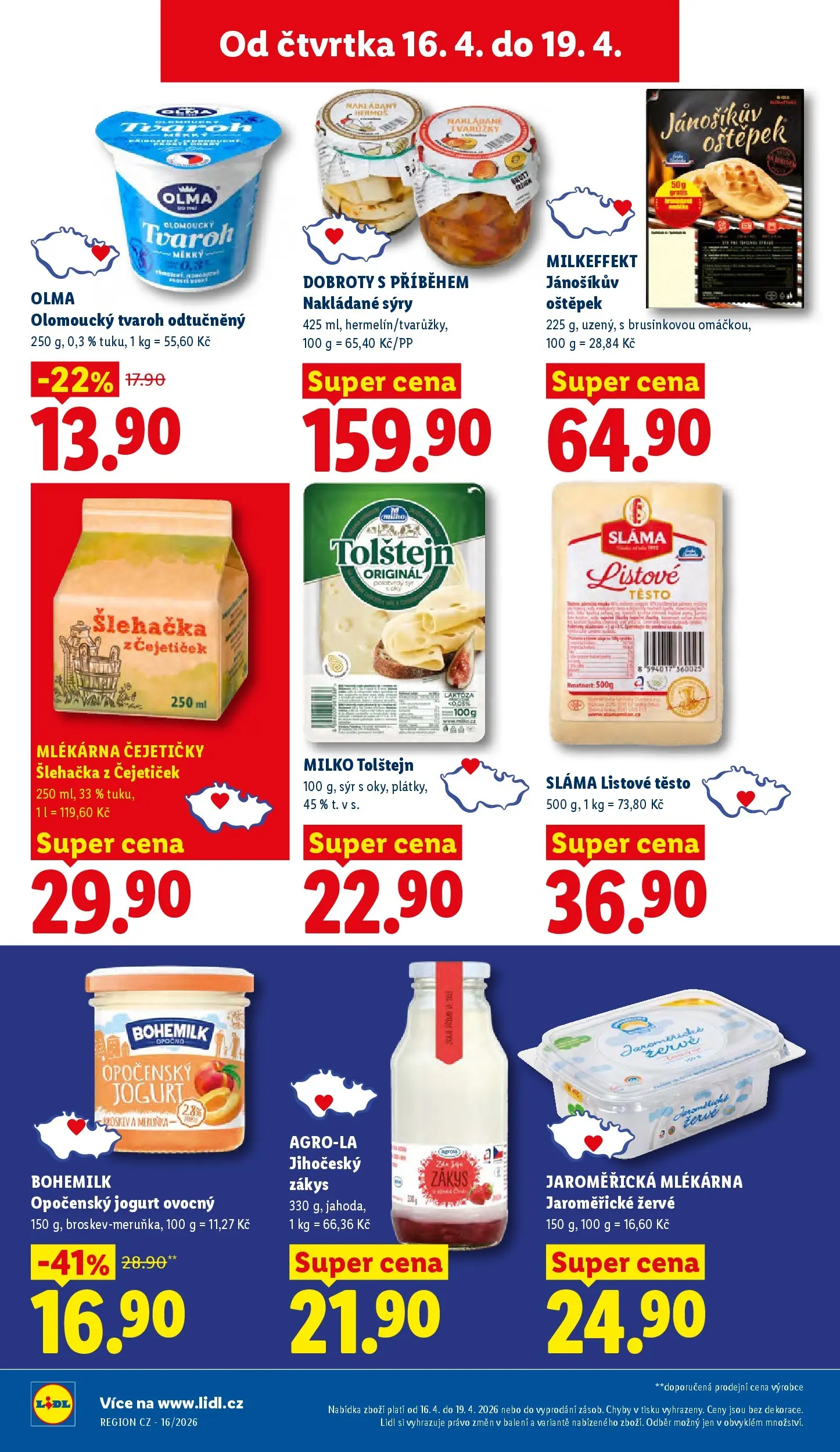 Lidl leták od 15.04.2026 - Nový akční leták | Strana: 16 | Produkty: Sýr, Sýry, Žervé, Těsto